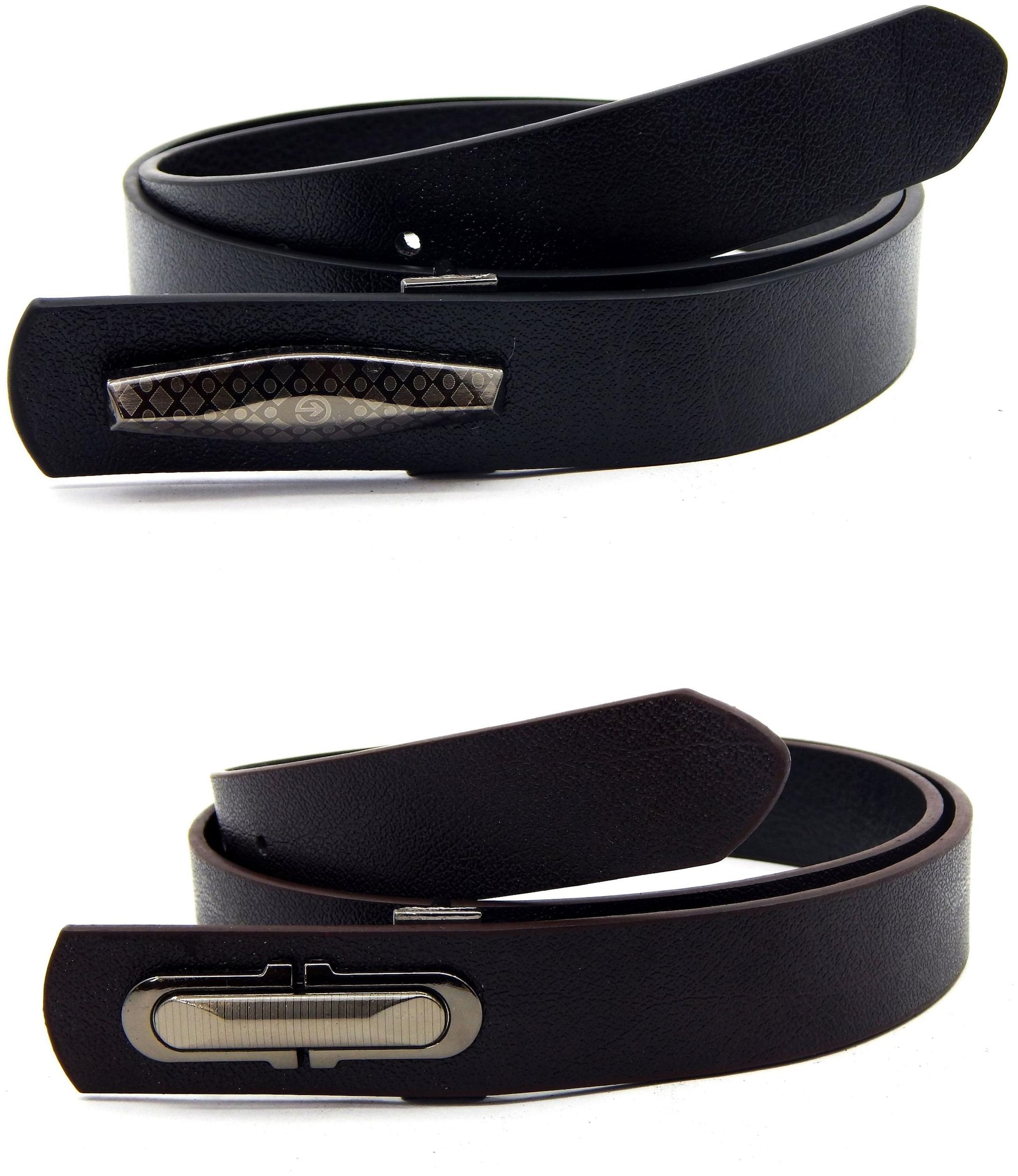

Els Men Women Faux Leather Belt Pack Of 2 Black Brown