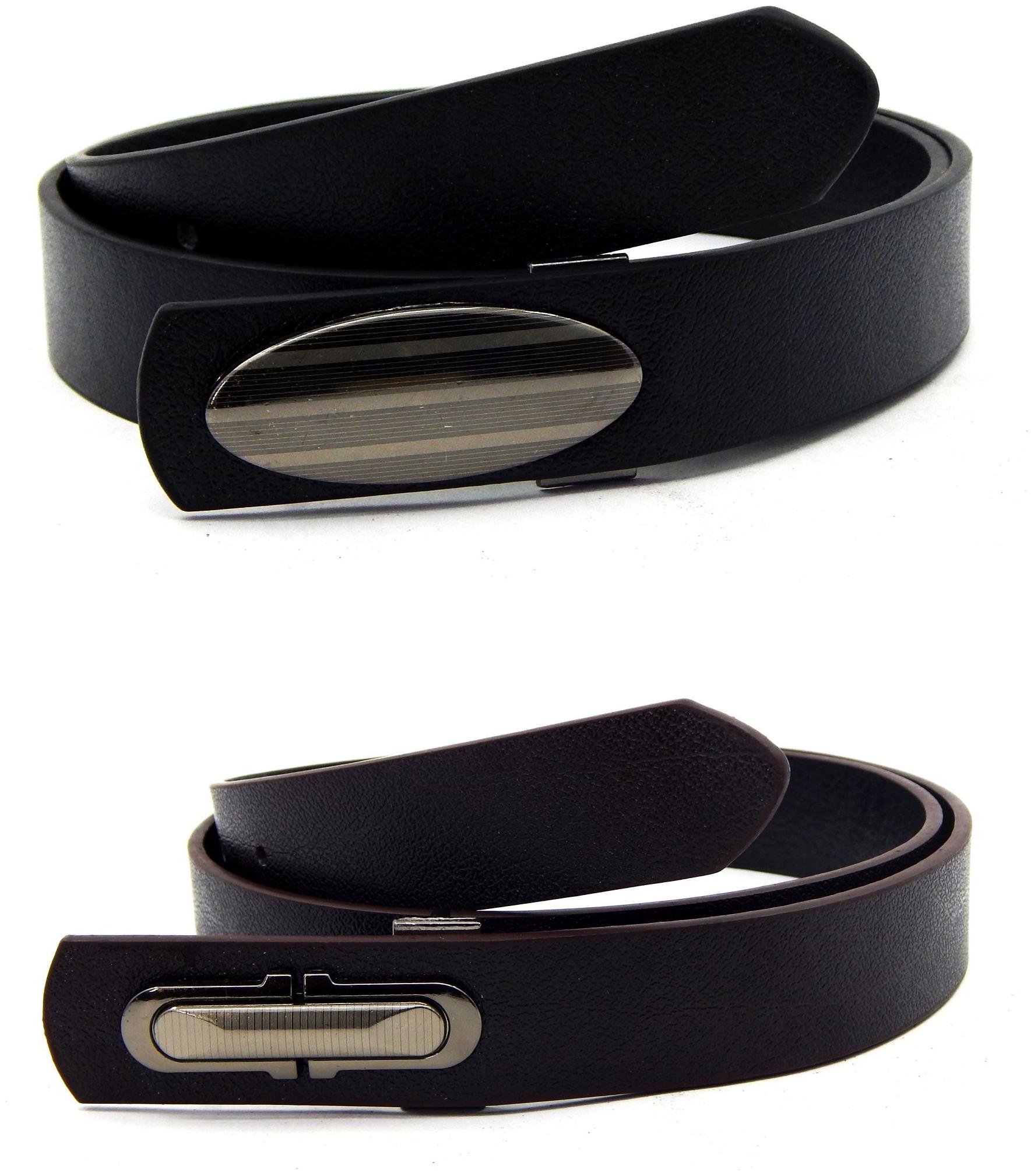 

Els Men Women Faux Leather Belt Pack Of 2 Black Brown