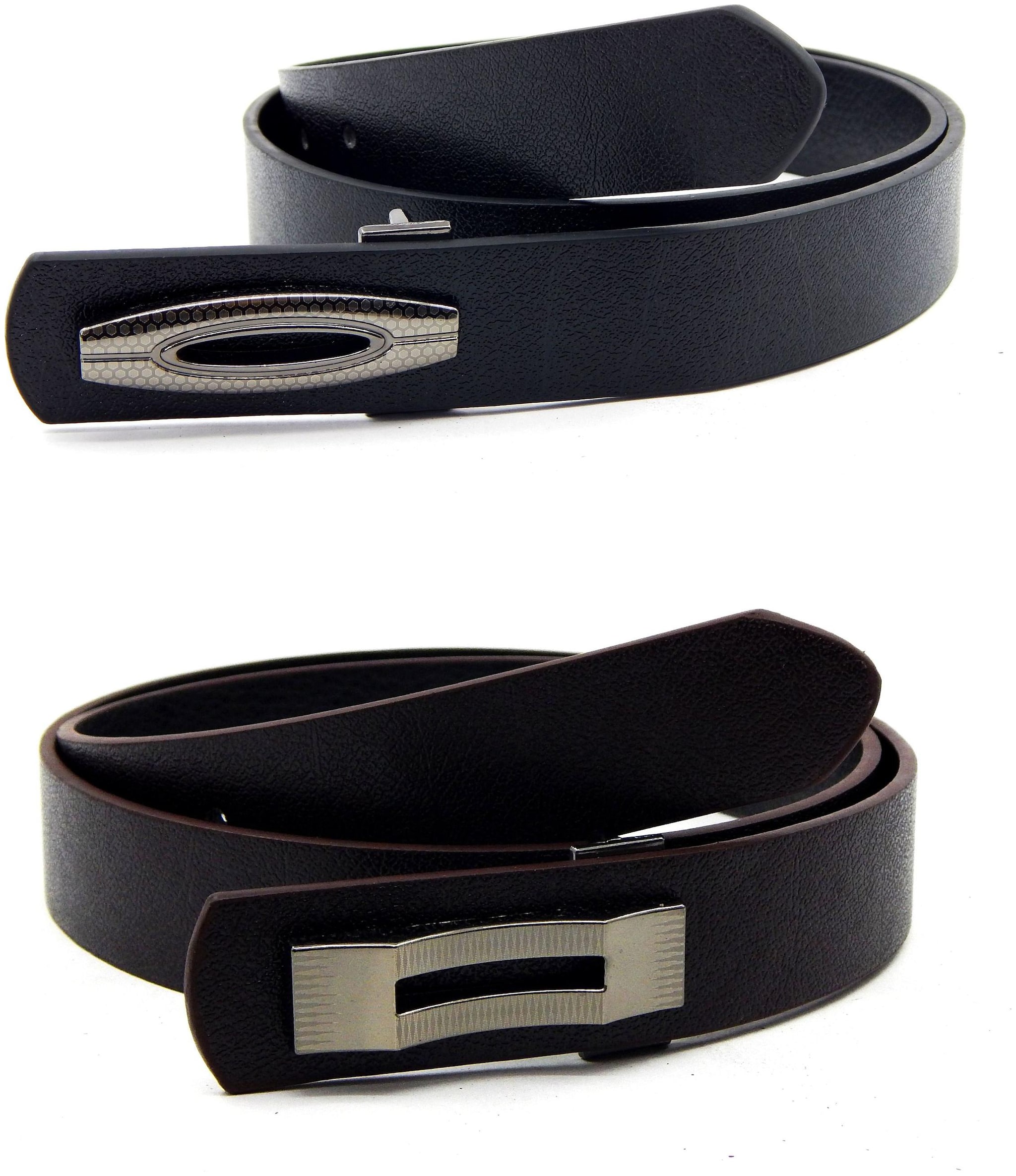 

Els Men Women Faux Leather Belt Pack Of 2 Black Brown