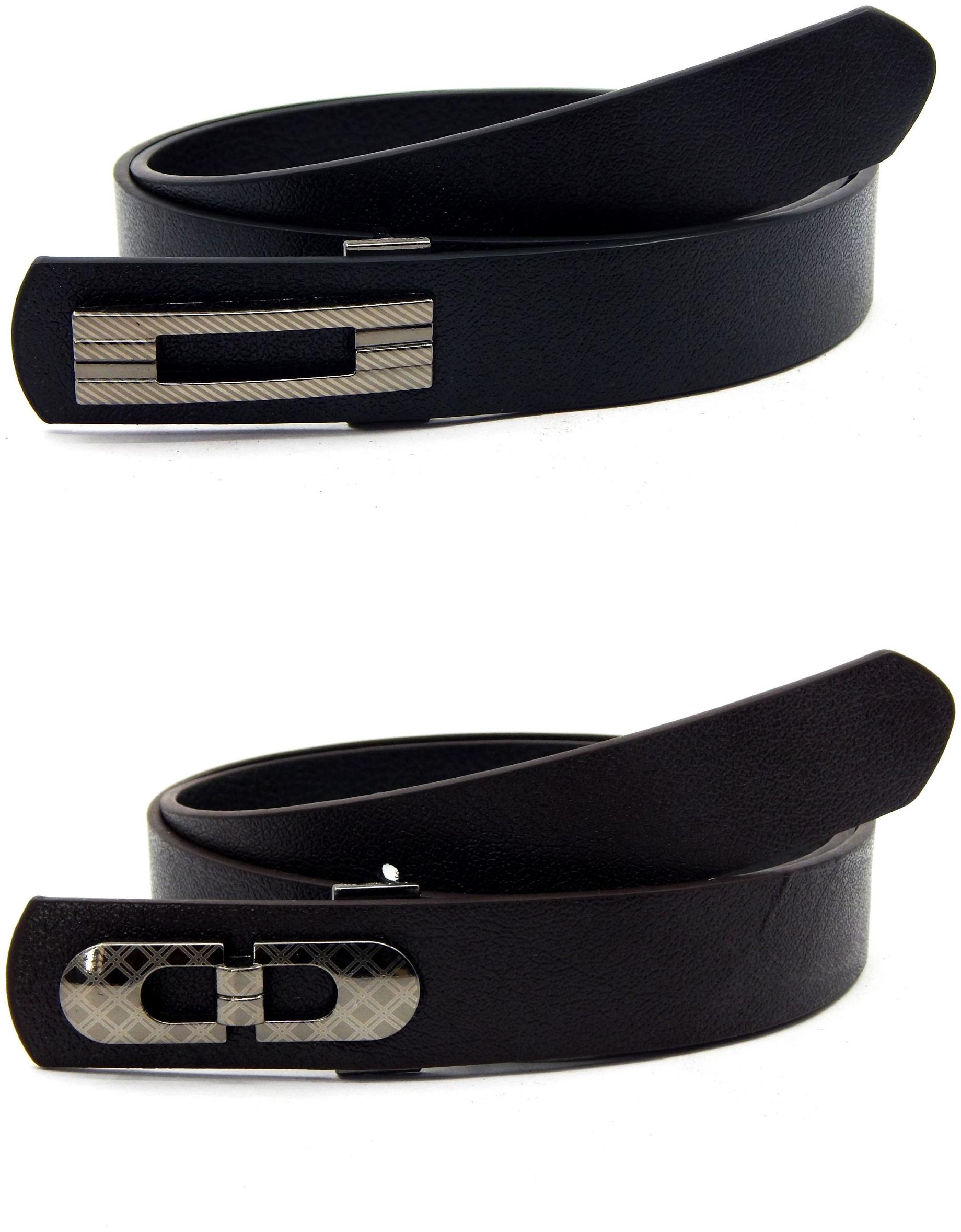 

Els Men Women Faux Leather Belt Pack Of 2 Black Brown