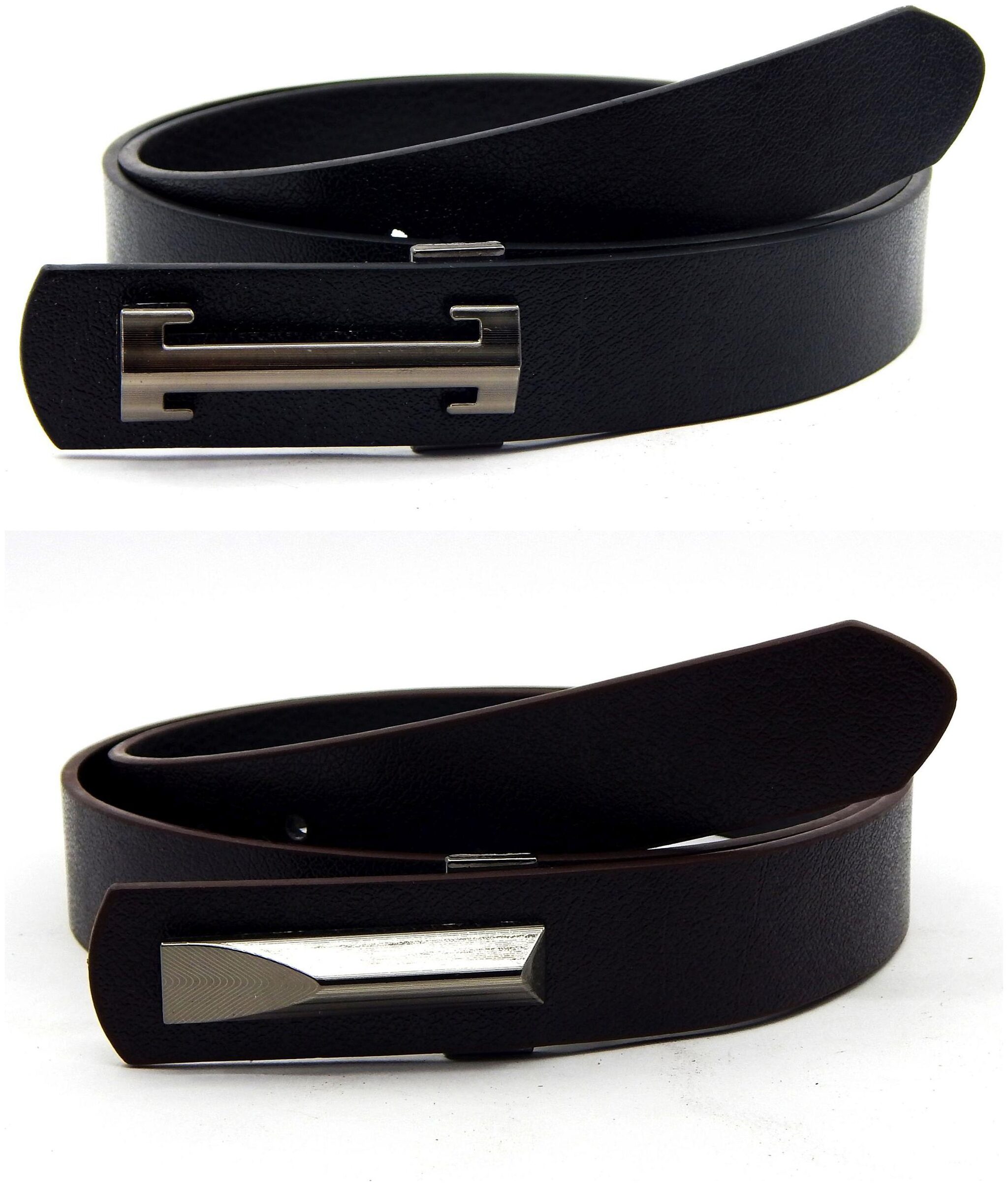 

Els Men Women Faux Leather Belt Pack Of 2 Black Brown