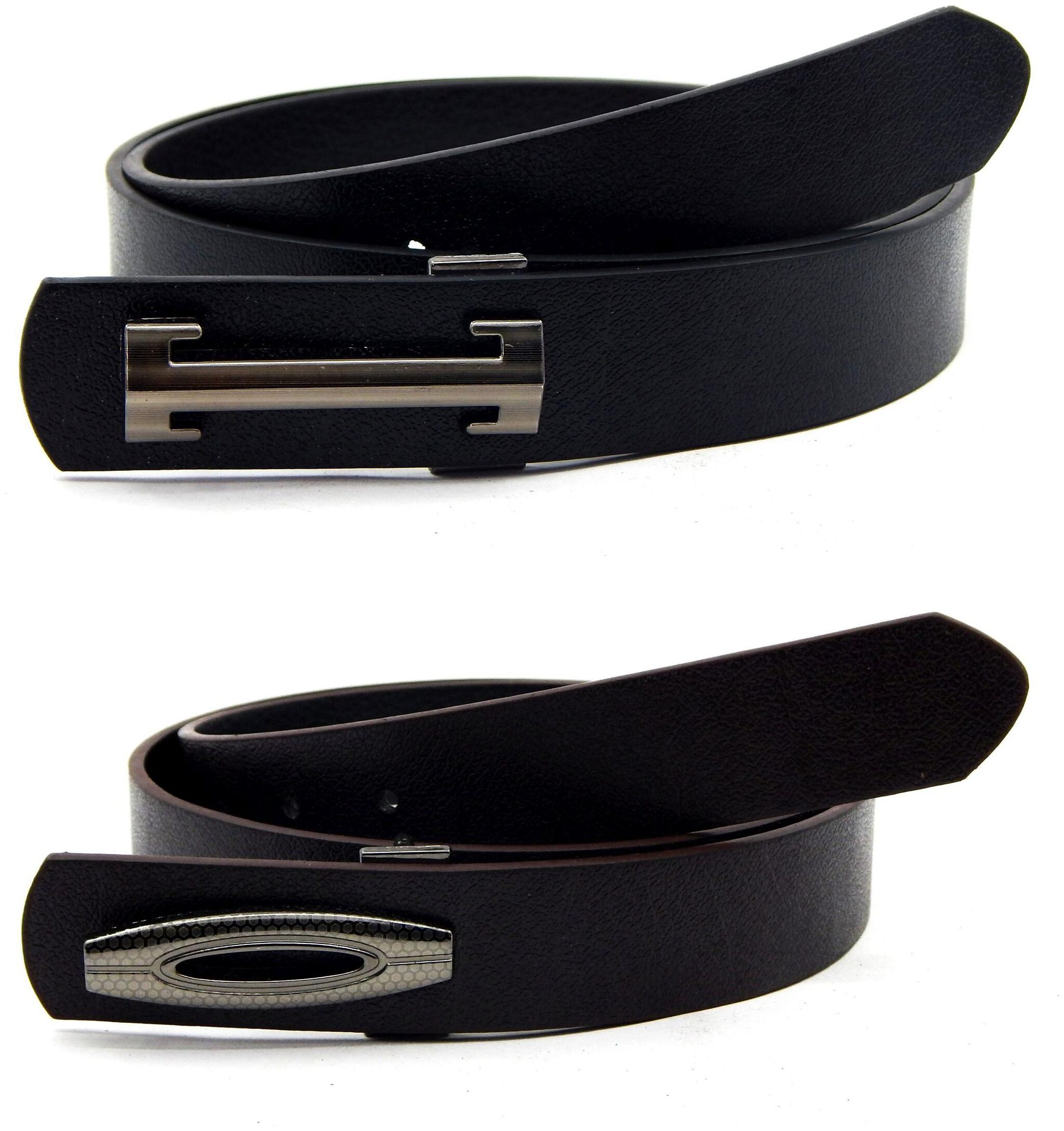 

Els Men Women Faux Leather Belt Pack Of 2 Black Brown