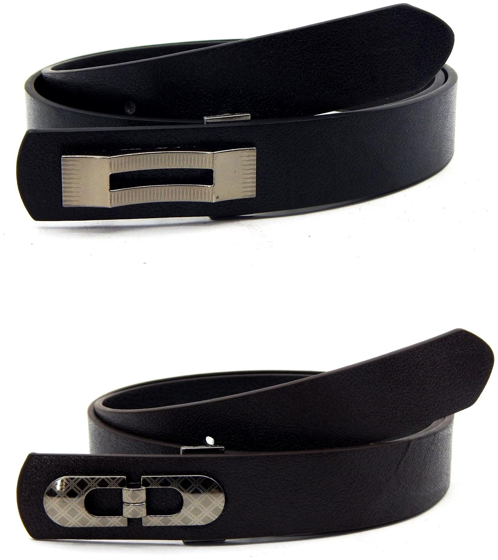 

Els Men Women Faux Leather Belt Pack Of 2 Black Brown
