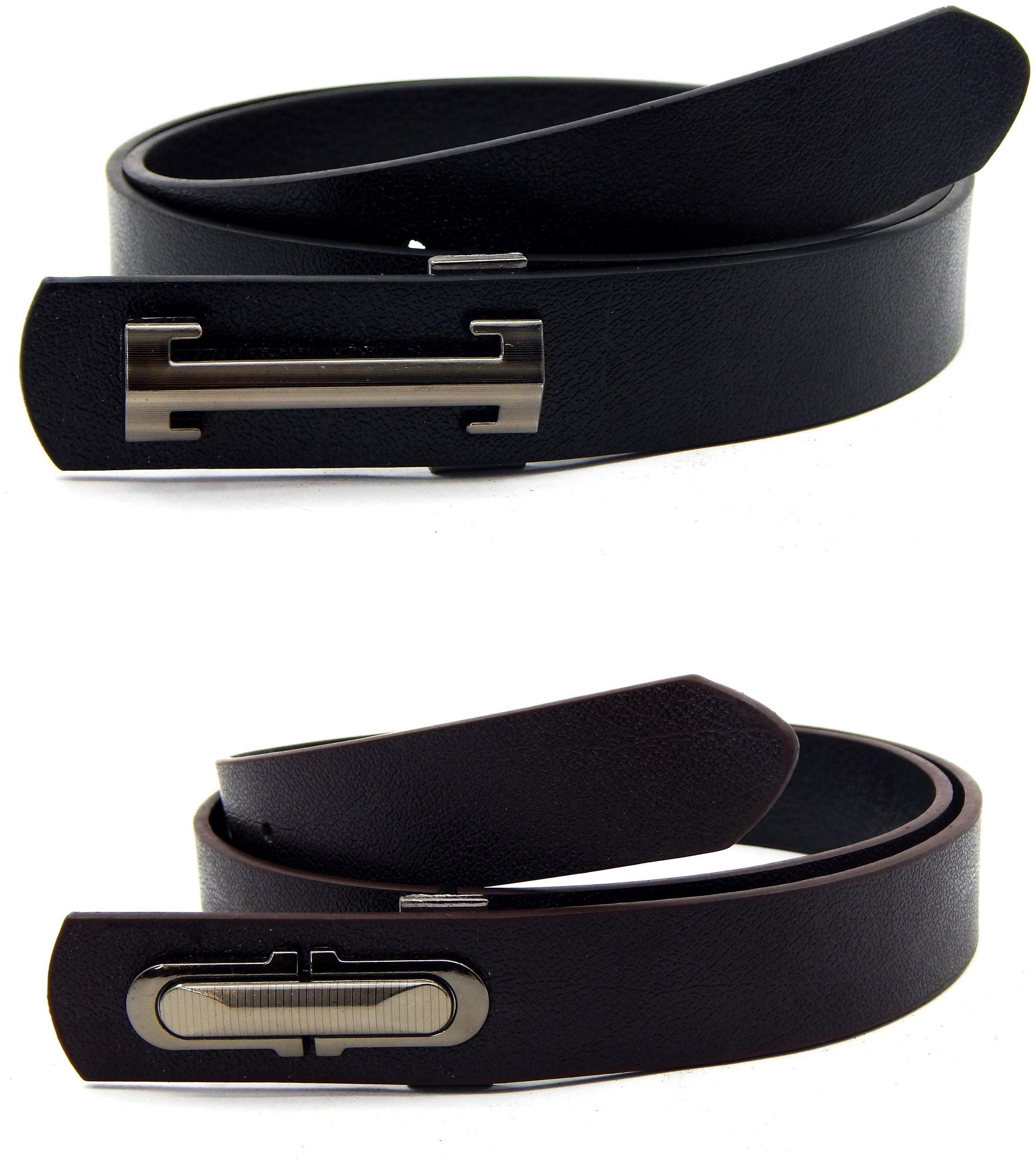 

Els Men Women Faux Leather Belt Pack Of 2 Black Brown