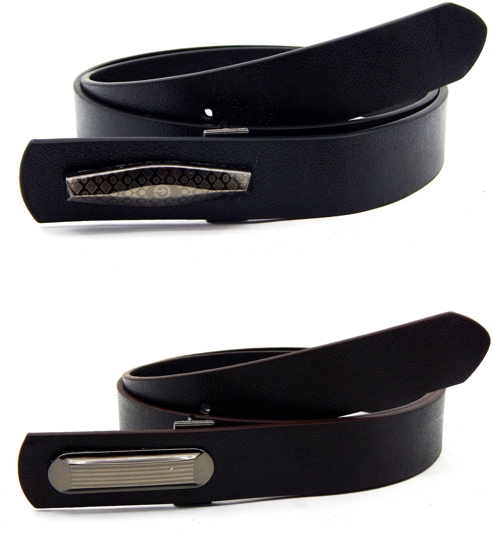 

Els Men Women Faux Leather Belt Pack Of 2 Black Brown