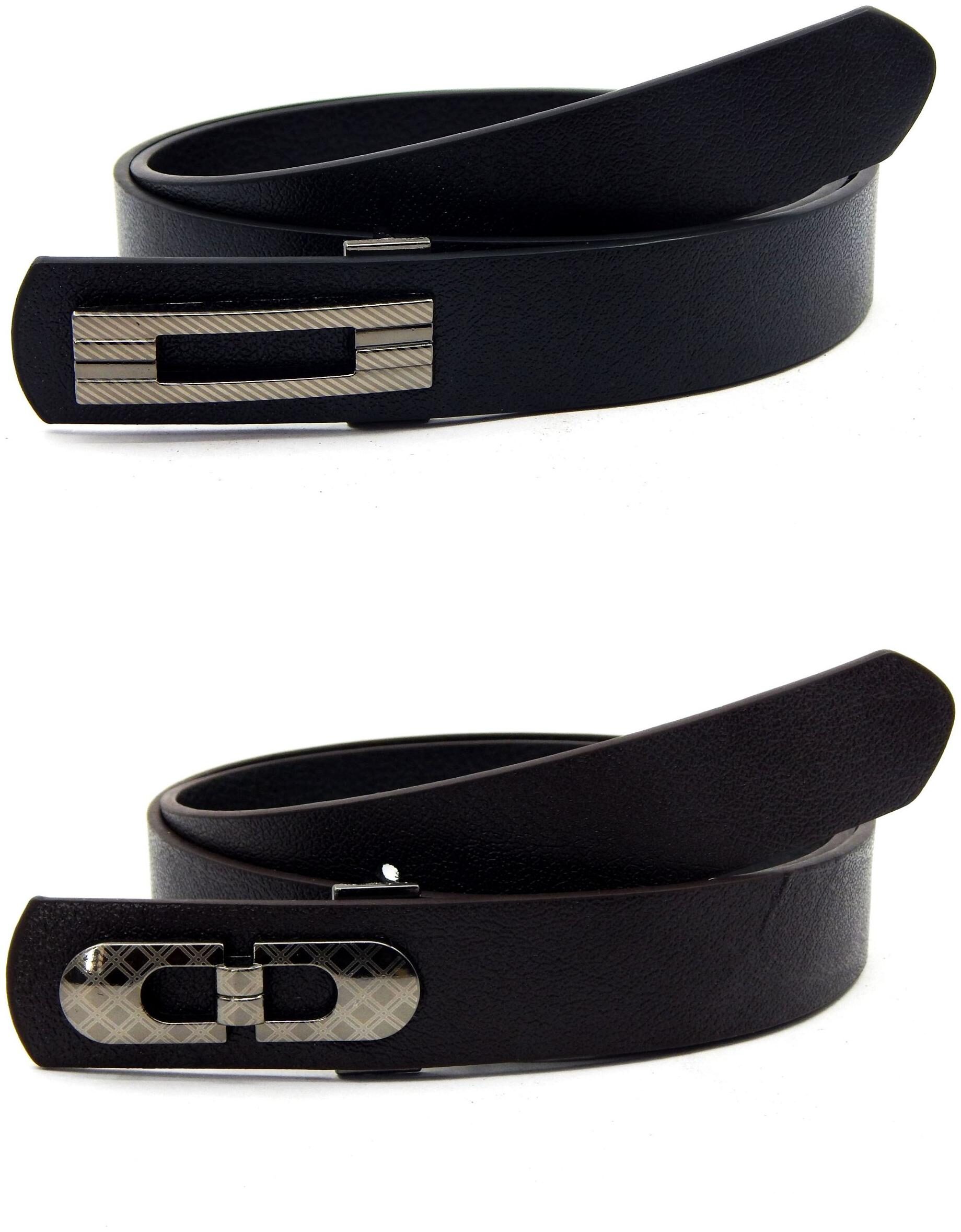 

Els Men Women Faux Leather Belt Pack Of 2 Black Brown