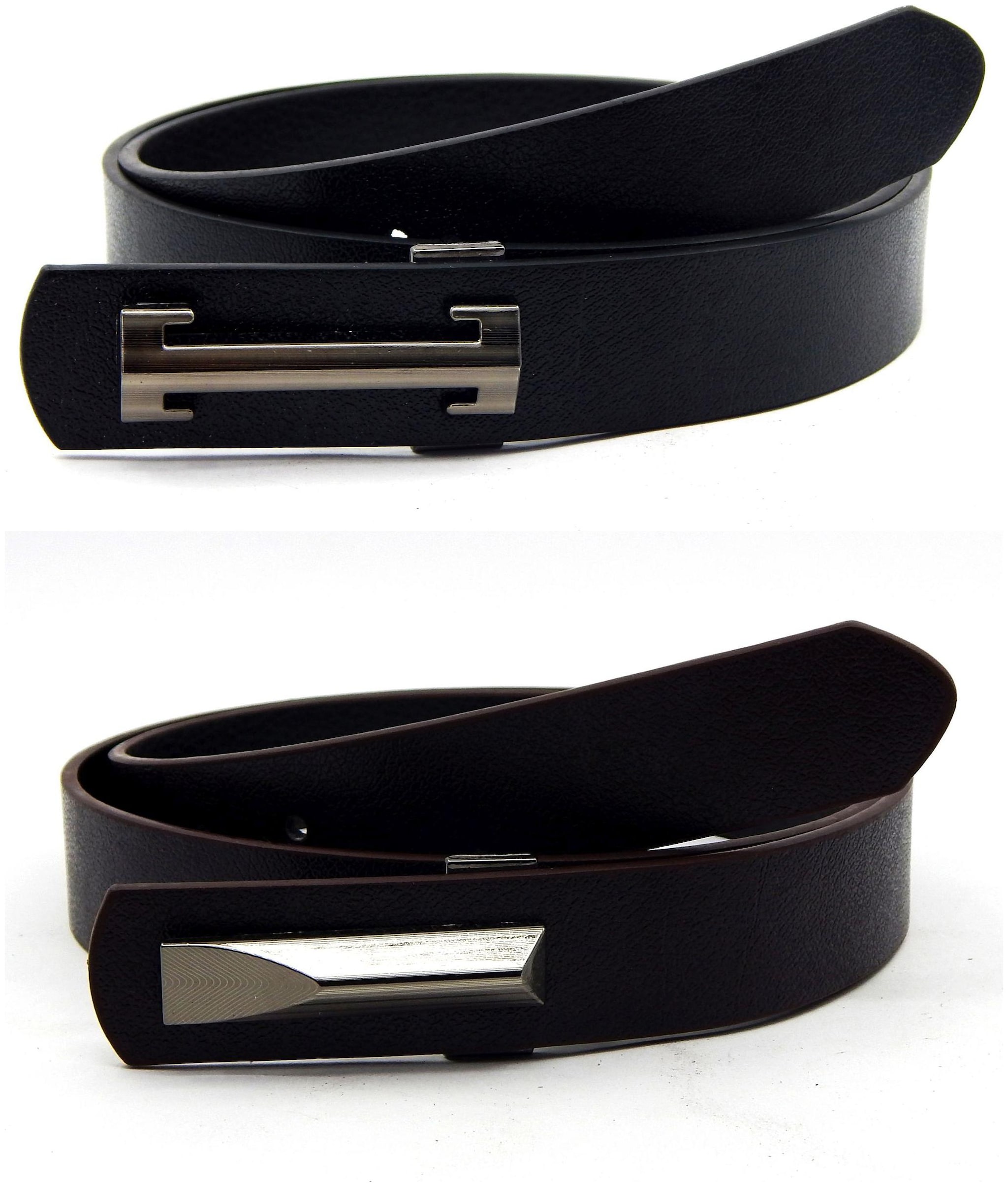 

Els Men Women Faux Leather Belt Pack Of 2 Black Brown