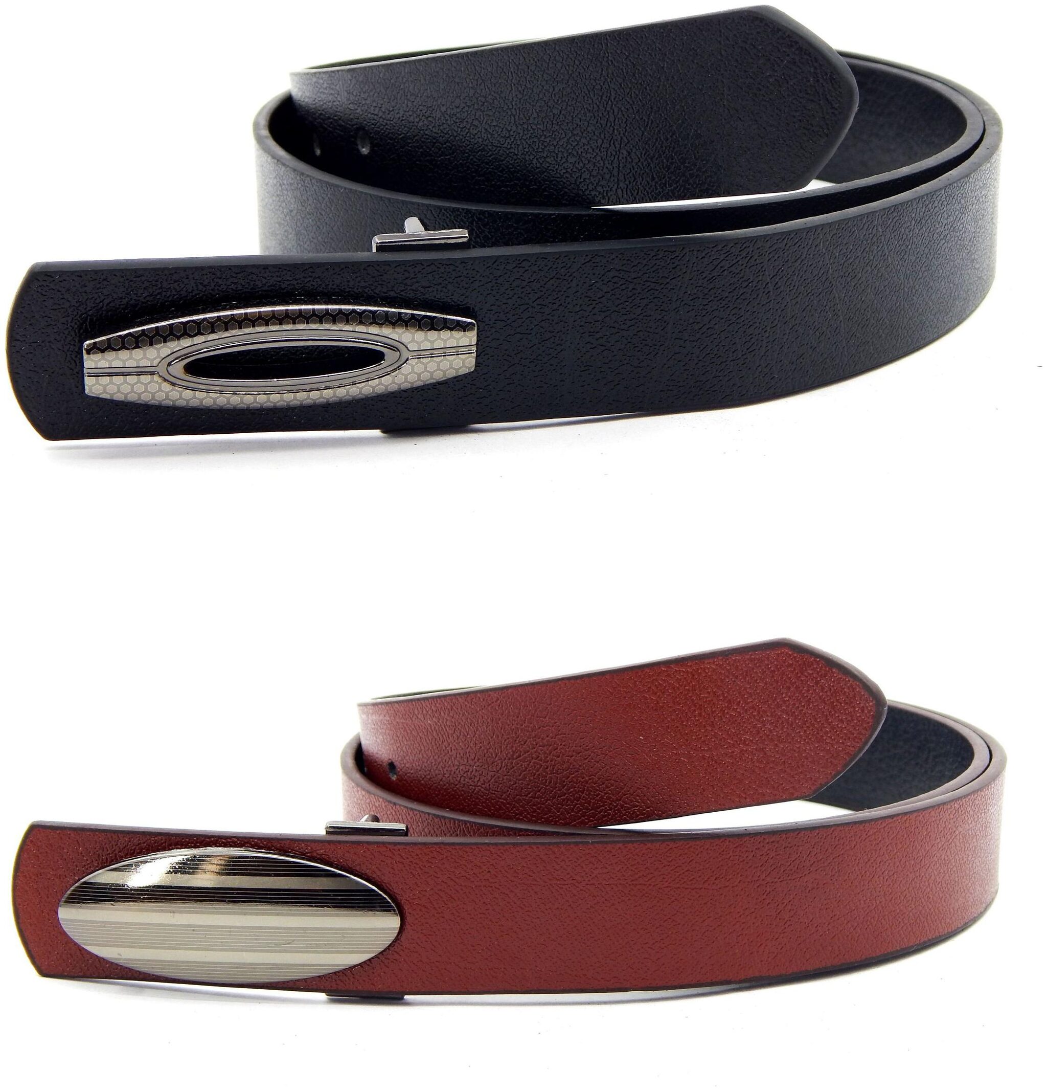 

Els Men Women Faux Leather Belt Pack Of 2 Black Tan