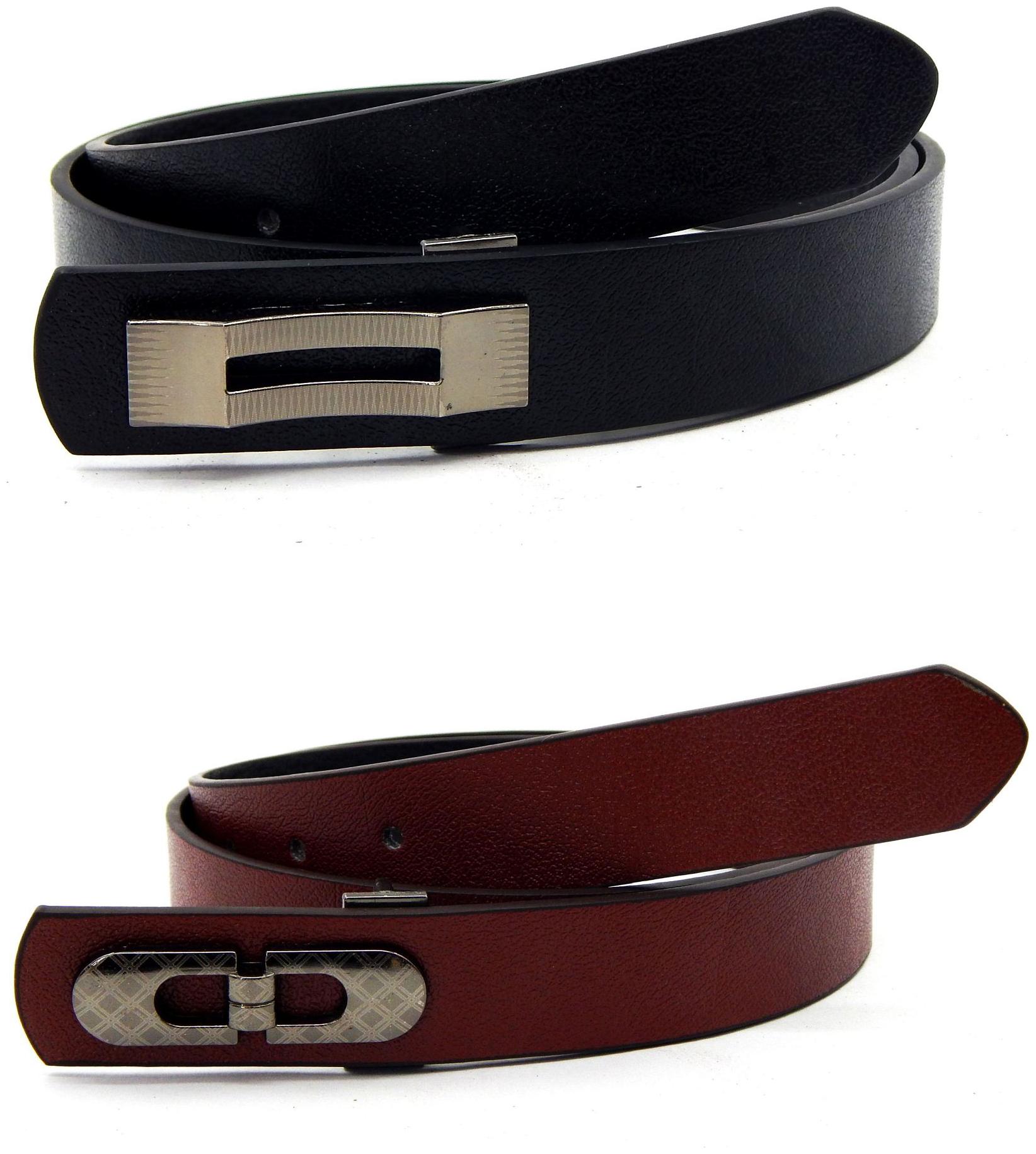 

Els Men Women Faux Leather Belt Pack Of 2 Black Tan