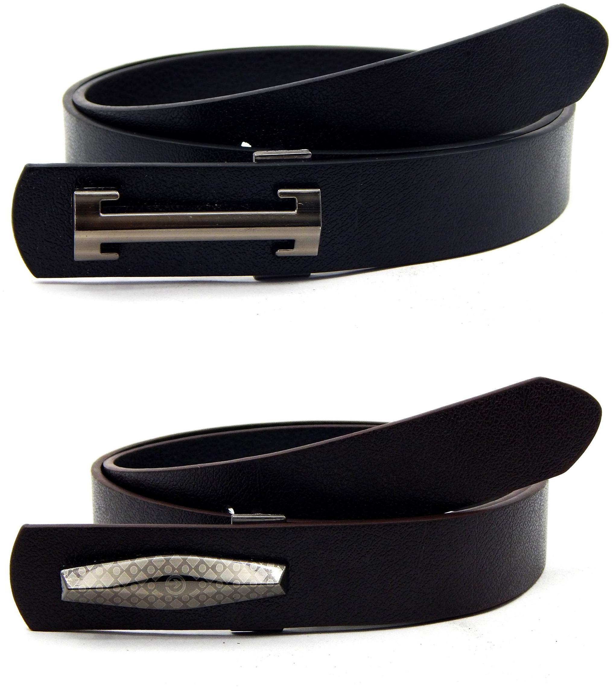 

Els Men Women Faux Leather Belt Pack Of 2 Black Brown