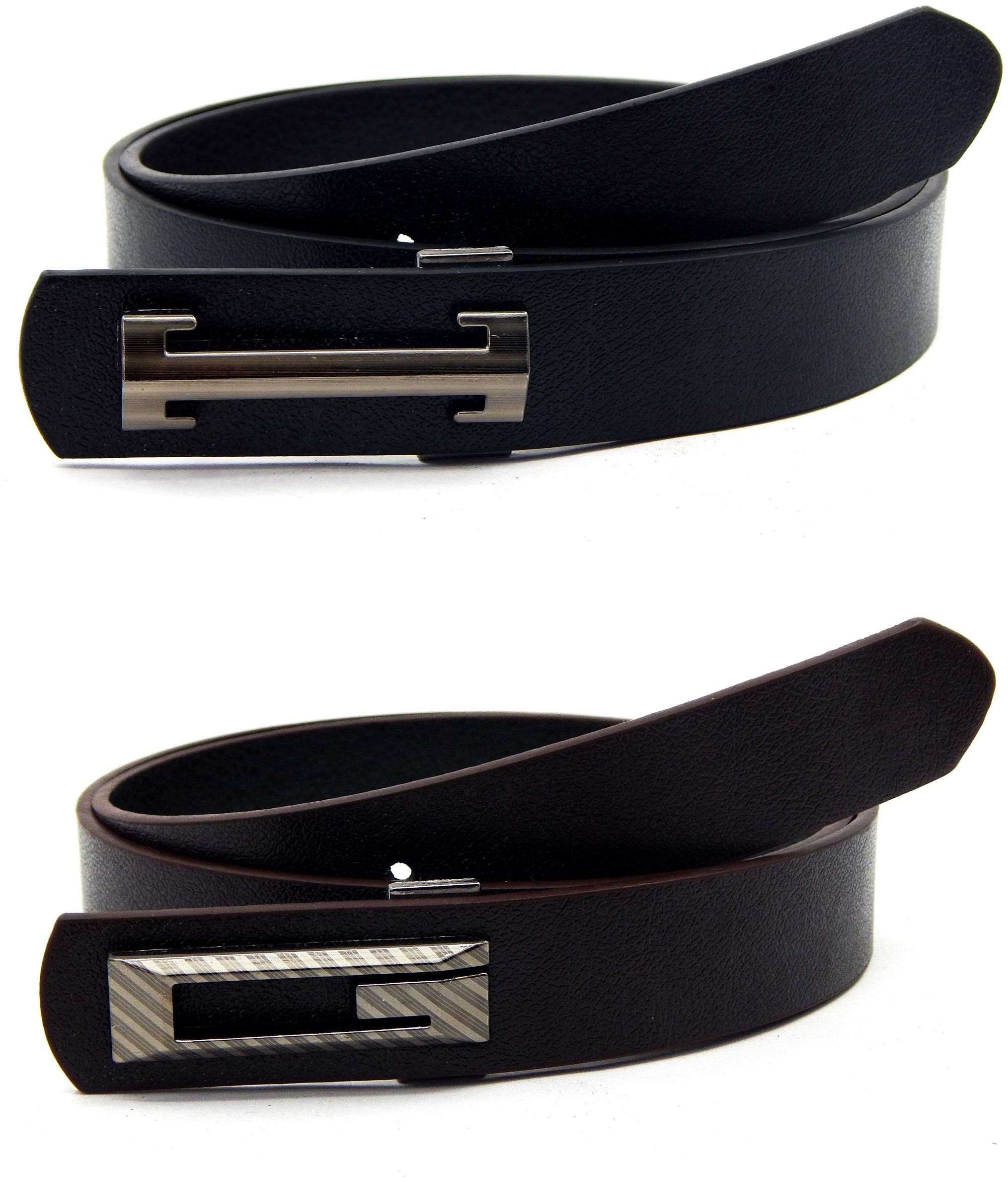 

Els Men Women Faux Leather Belt Pack Of 2 Black Brown