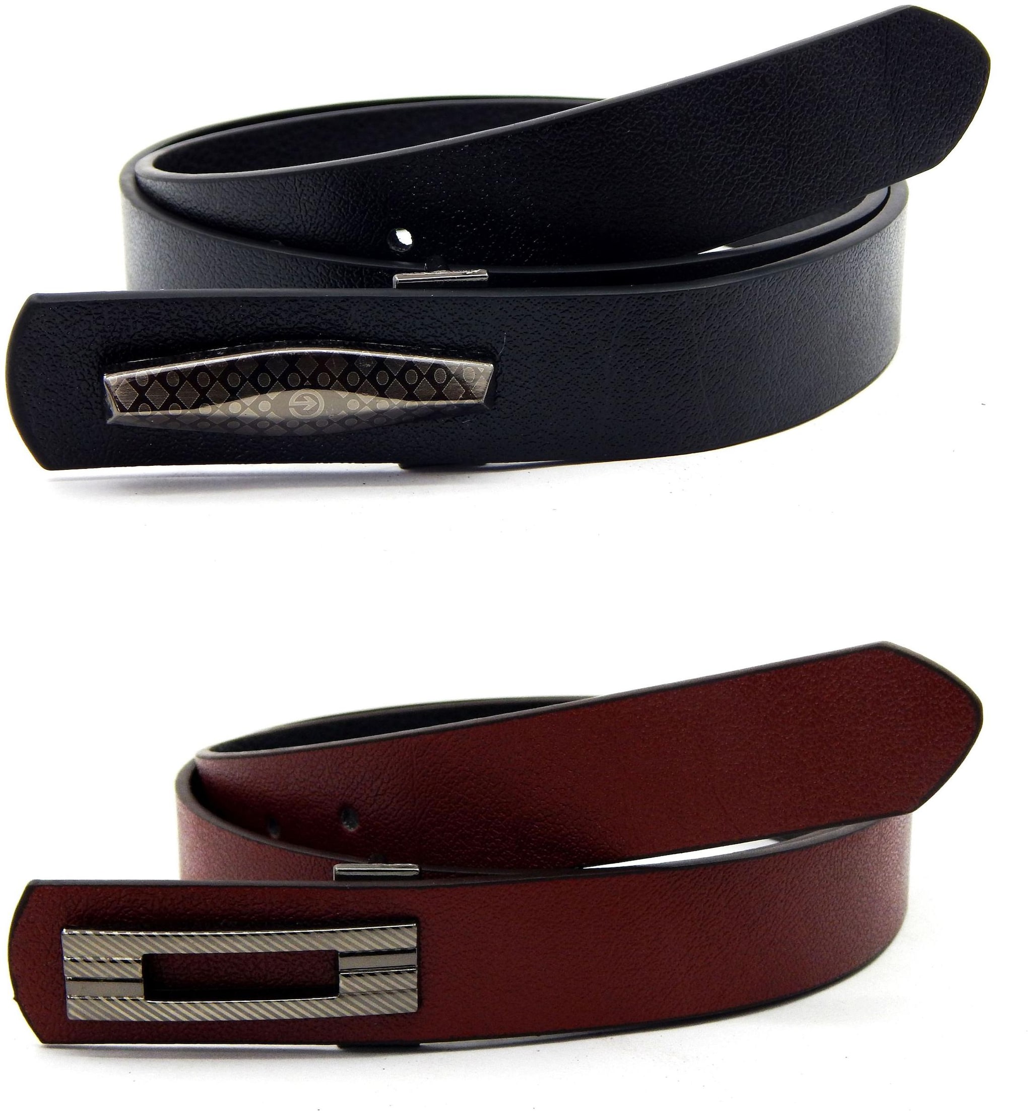

Els Men Women Faux Leather Belt Pack Of 2 Black Tan