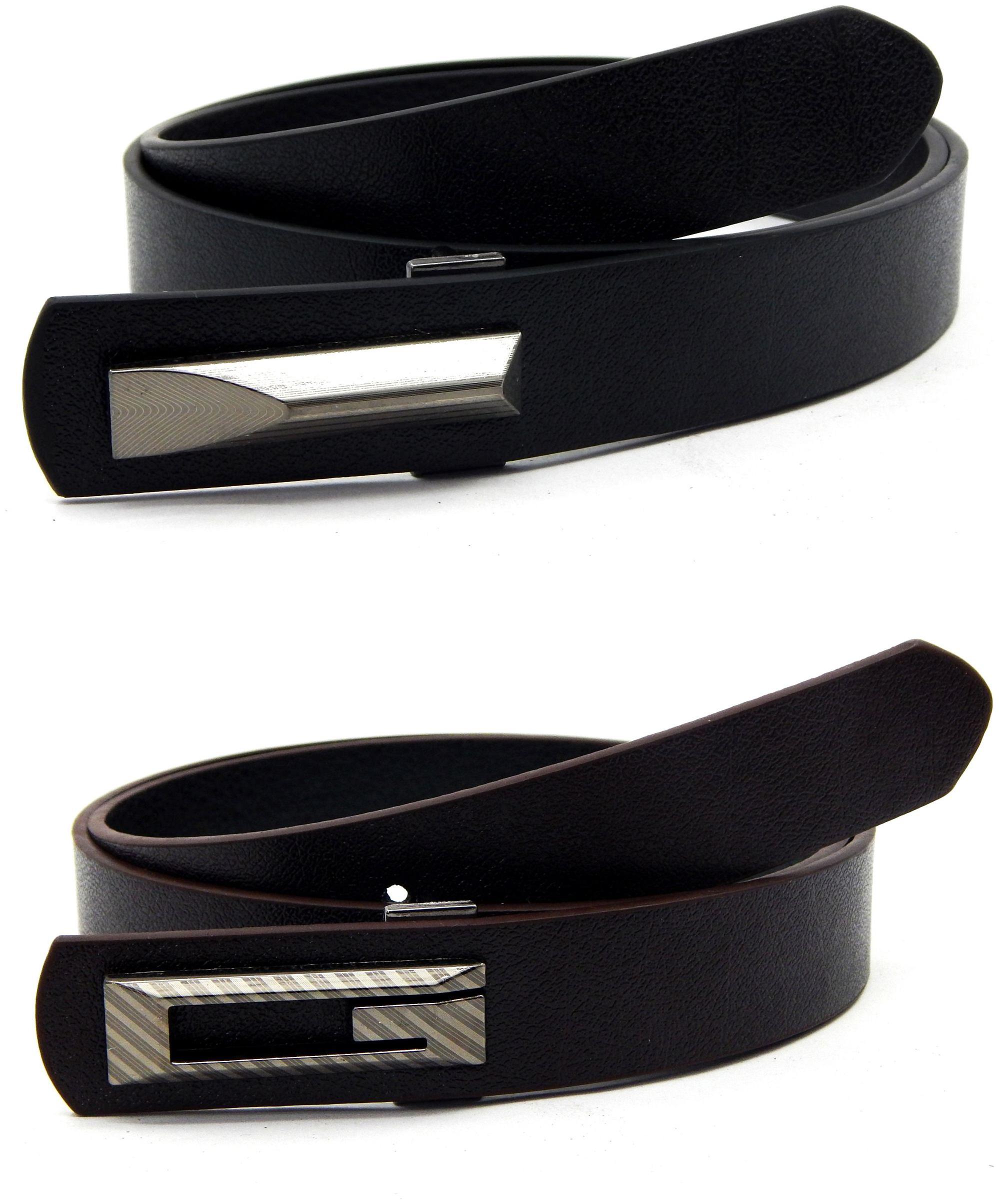 

Els Men Women Faux Leather Belt Pack Of 2 Black Brown