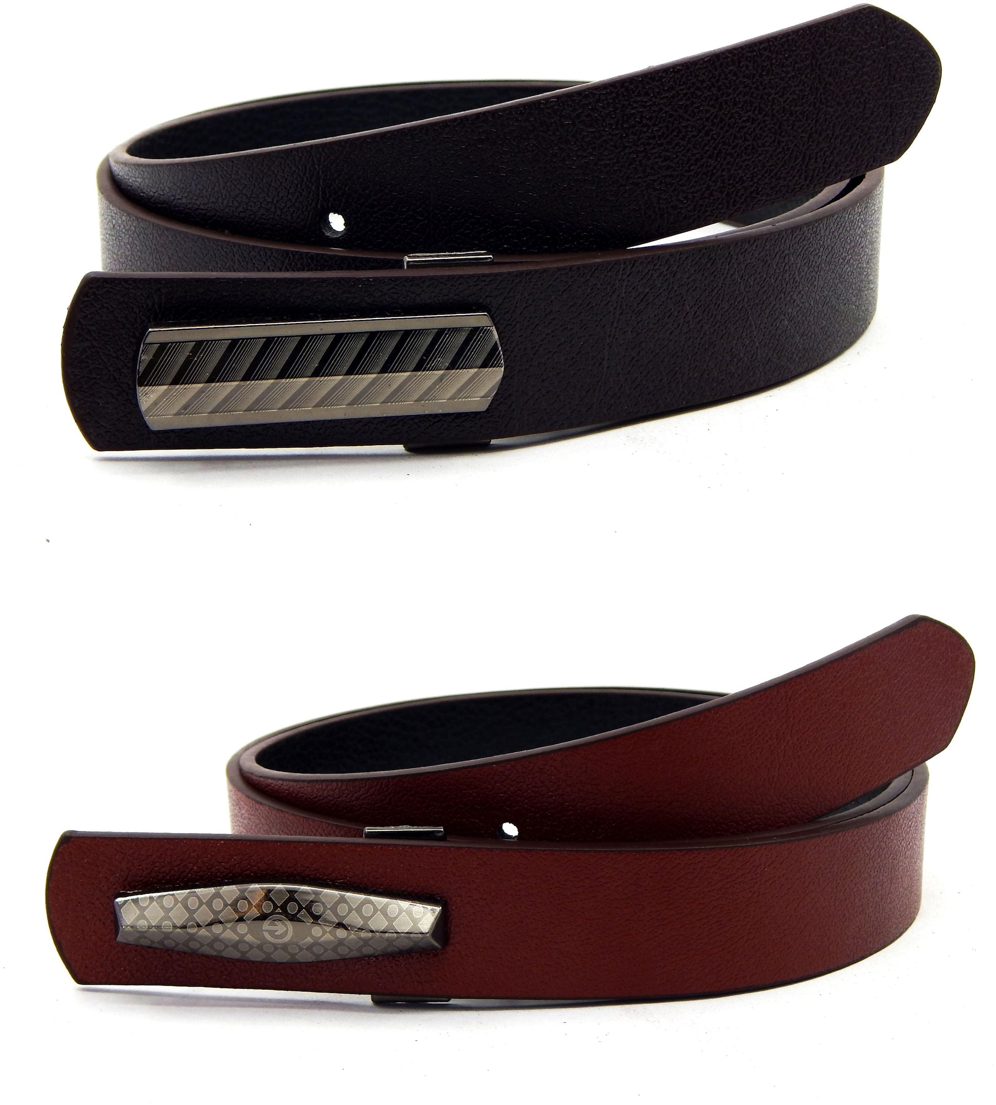 

ELS Mens Artificial Leather Formal Belt Pack Of Two Brown and Tan