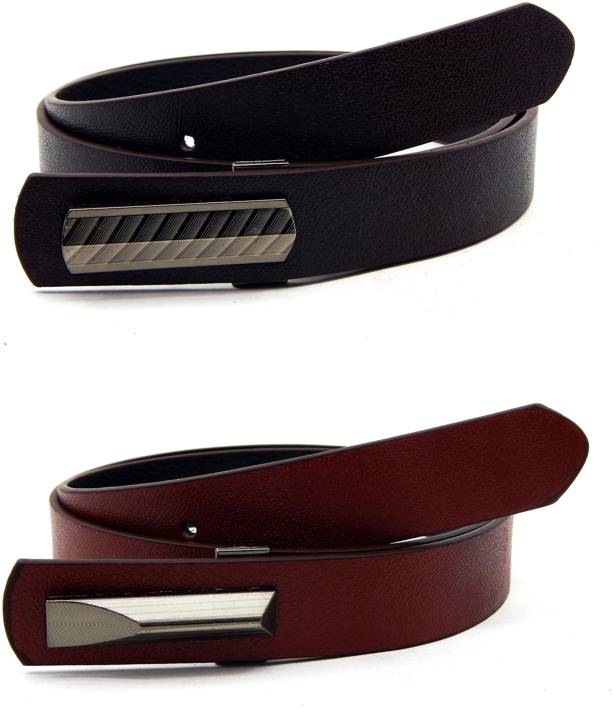 

ELS Mens Artificial Leather Formal Belt Pack Of Two Brown and Tan
