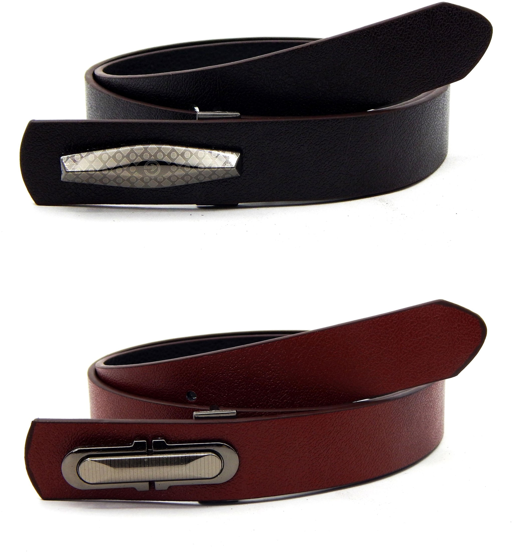 

ELS Mens Artificial Leather Formal Belt Pack Of Two Brown and Tan