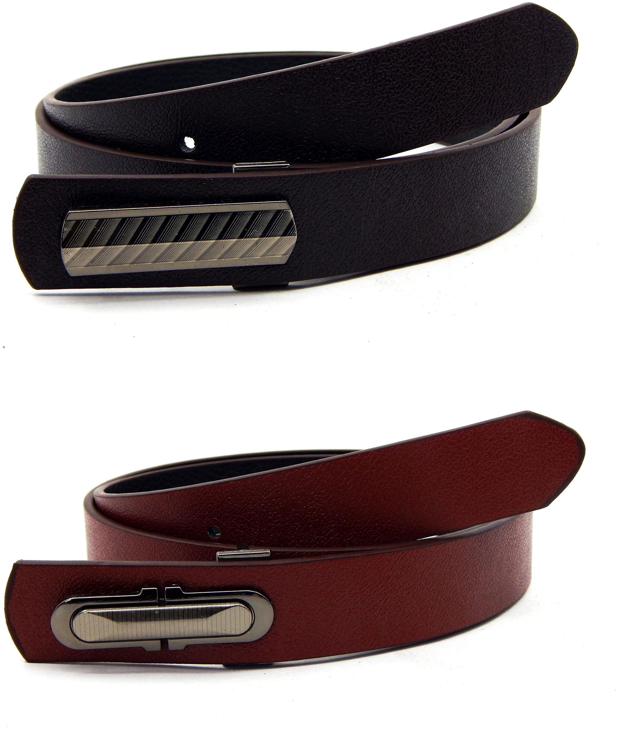 

ELS Mens Artificial Leather Formal Belt Pack Of Two Brown and Tan