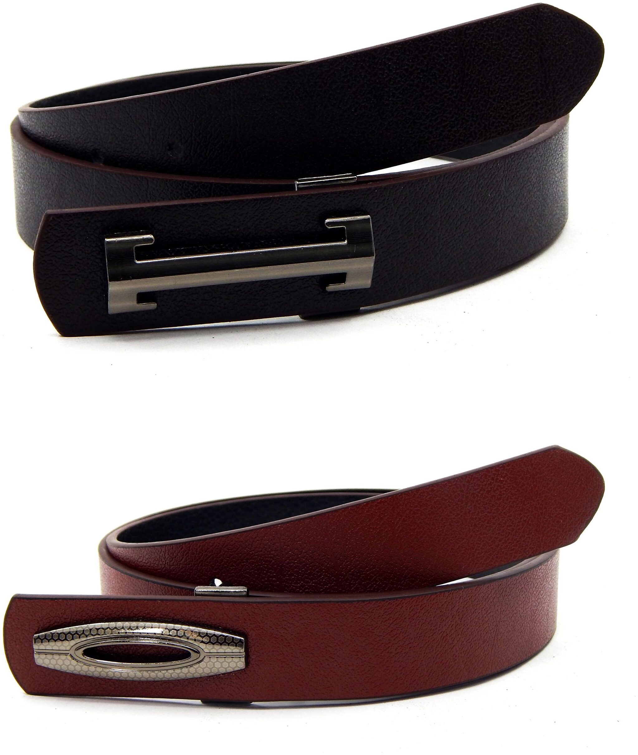 

ELS Mens Artificial Leather Formal Belt Pack Of Two Brown and Tan