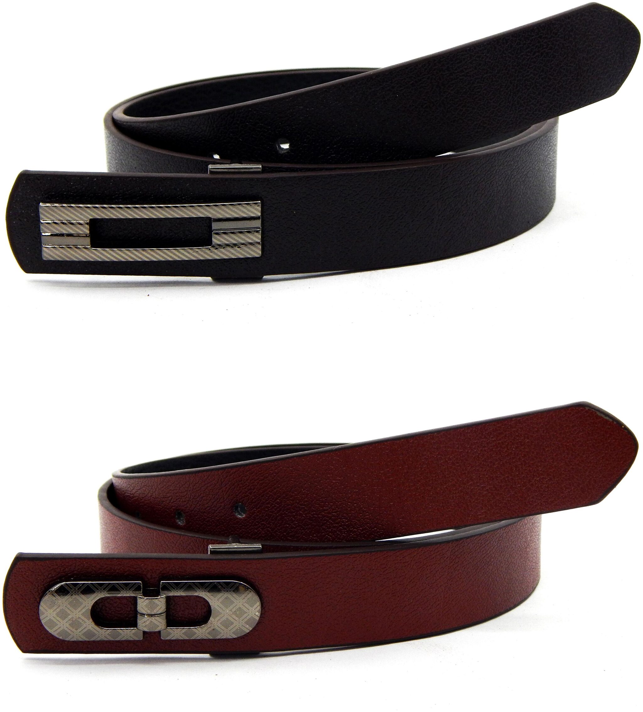

ELS Mens Artificial Leather Formal Belt Pack Of Two Brown and Tan