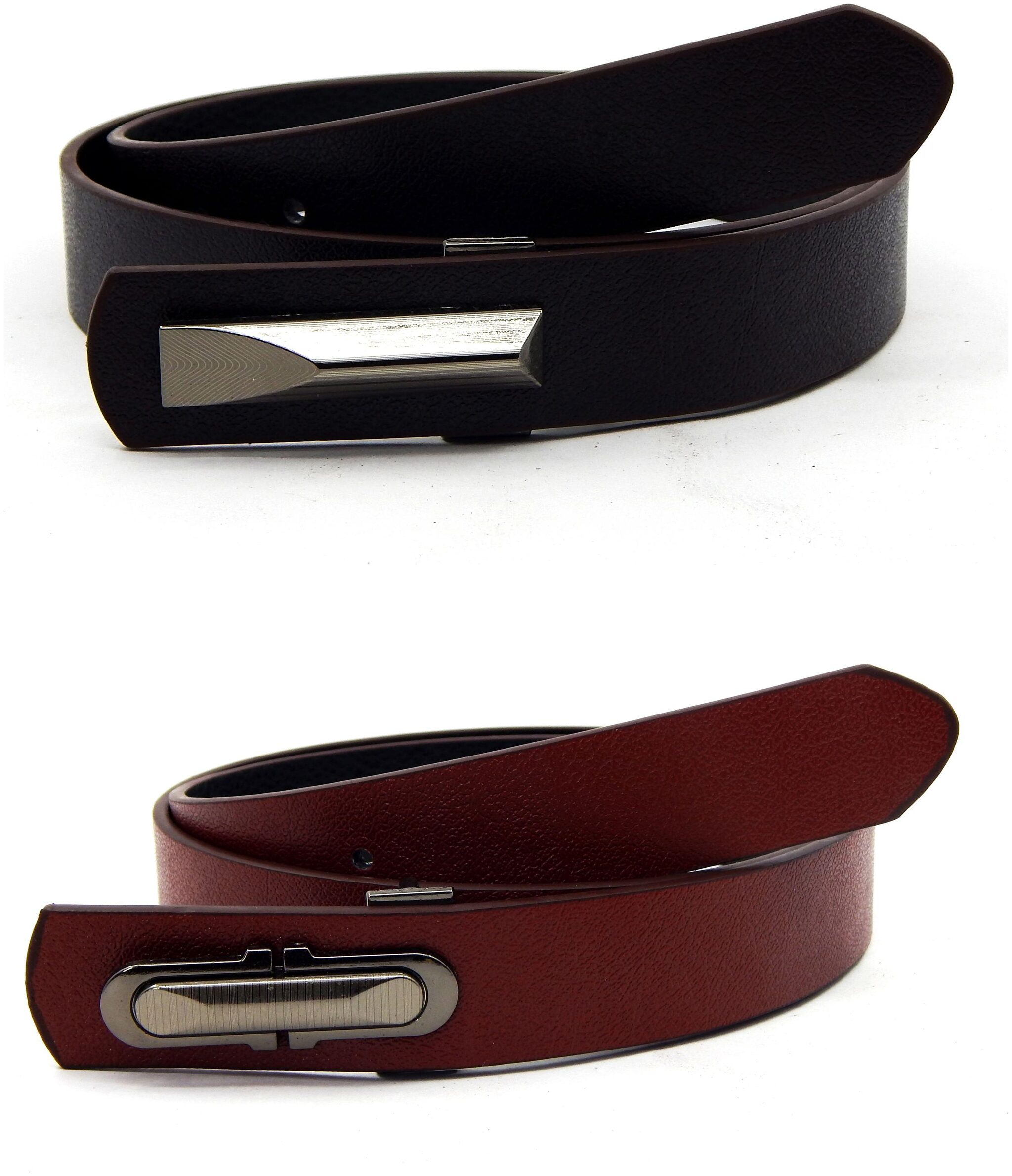 

ELS Mens Artificial Leather Formal Belt Pack Of Two Brown and Tan