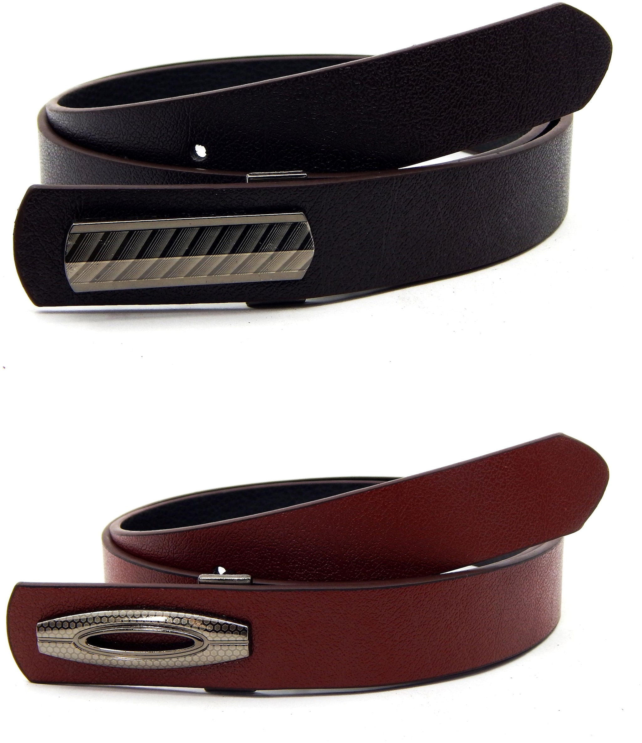 

ELS Mens Artificial Leather Formal Belt Pack Of Two Brown and Tan