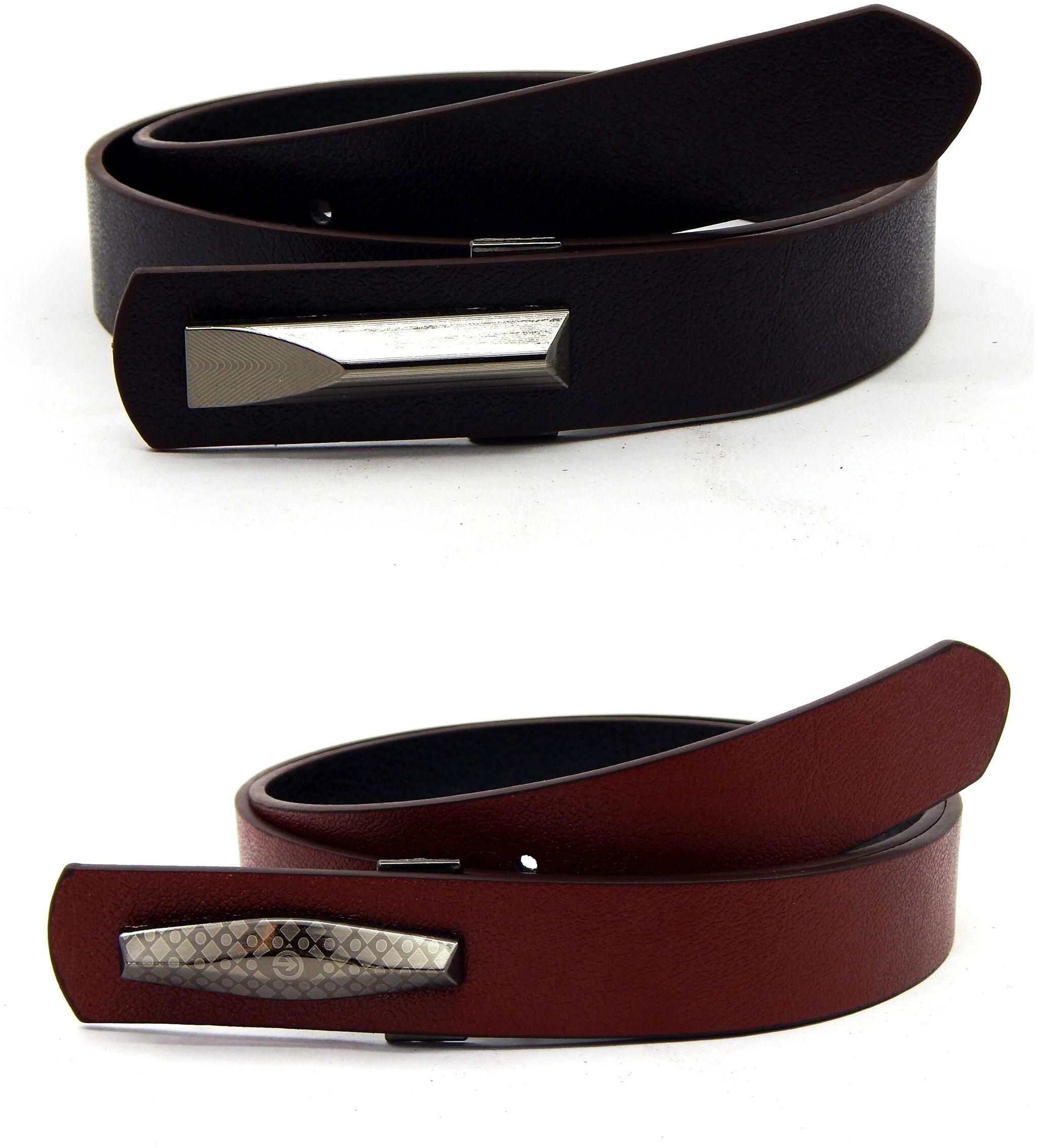 

ELS Mens Artificial Leather Formal Belt Pack Of Two Brown and Tan