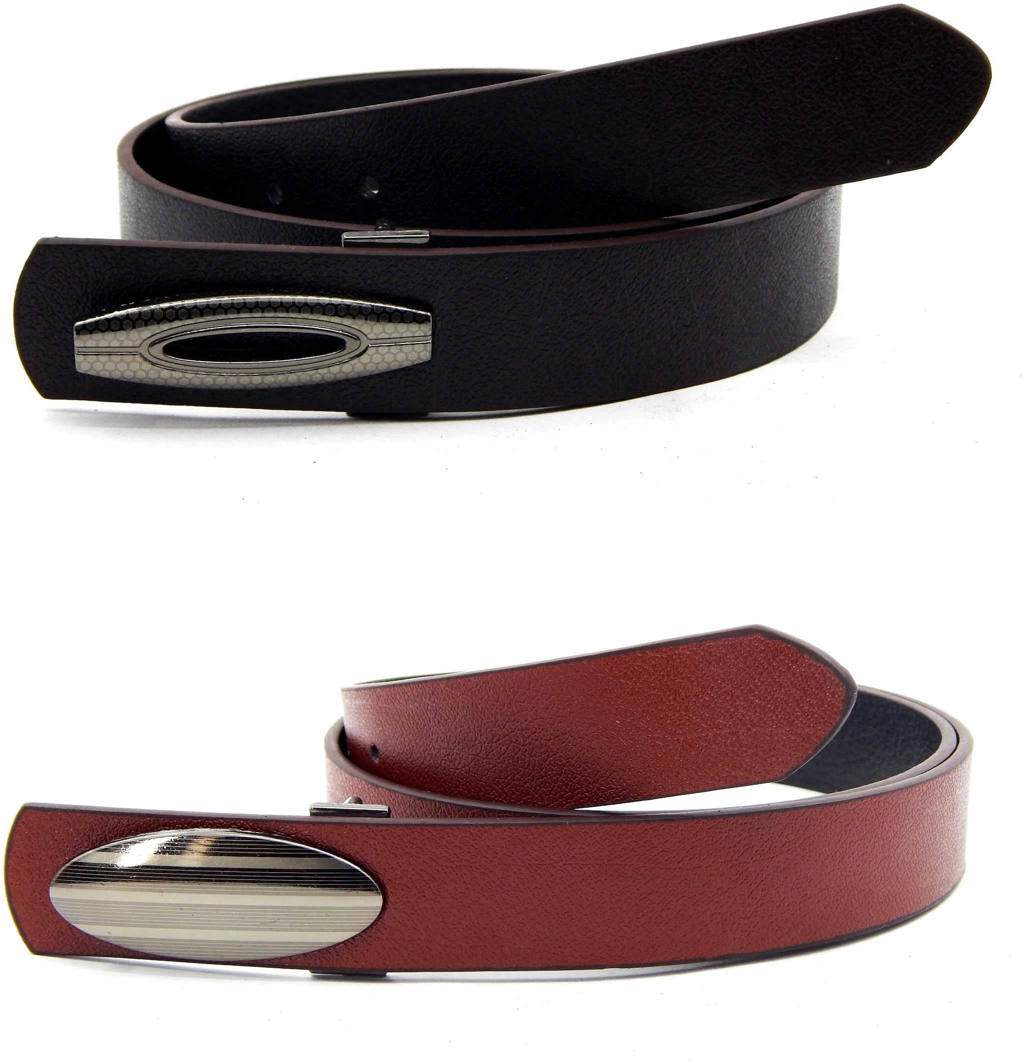 

ELS Mens Artificial Leather Formal Belt Pack Of Two Brown and Tan
