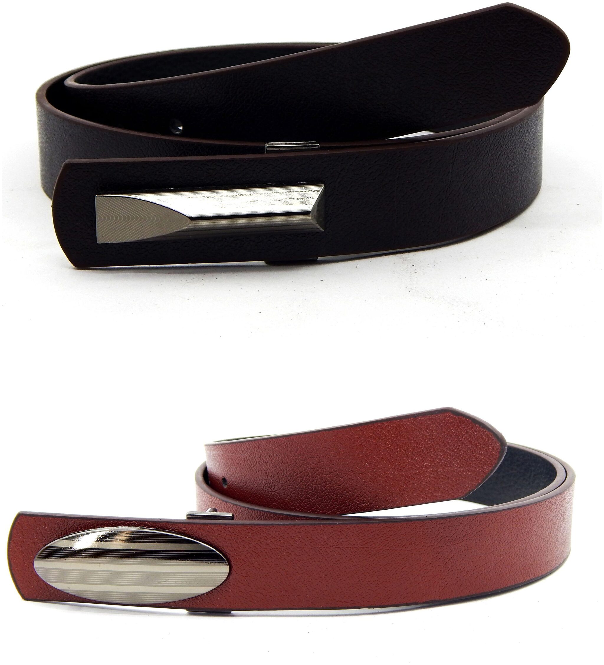 

ELS Mens Artificial Leather Formal Belt Pack Of Two Brown and Tan