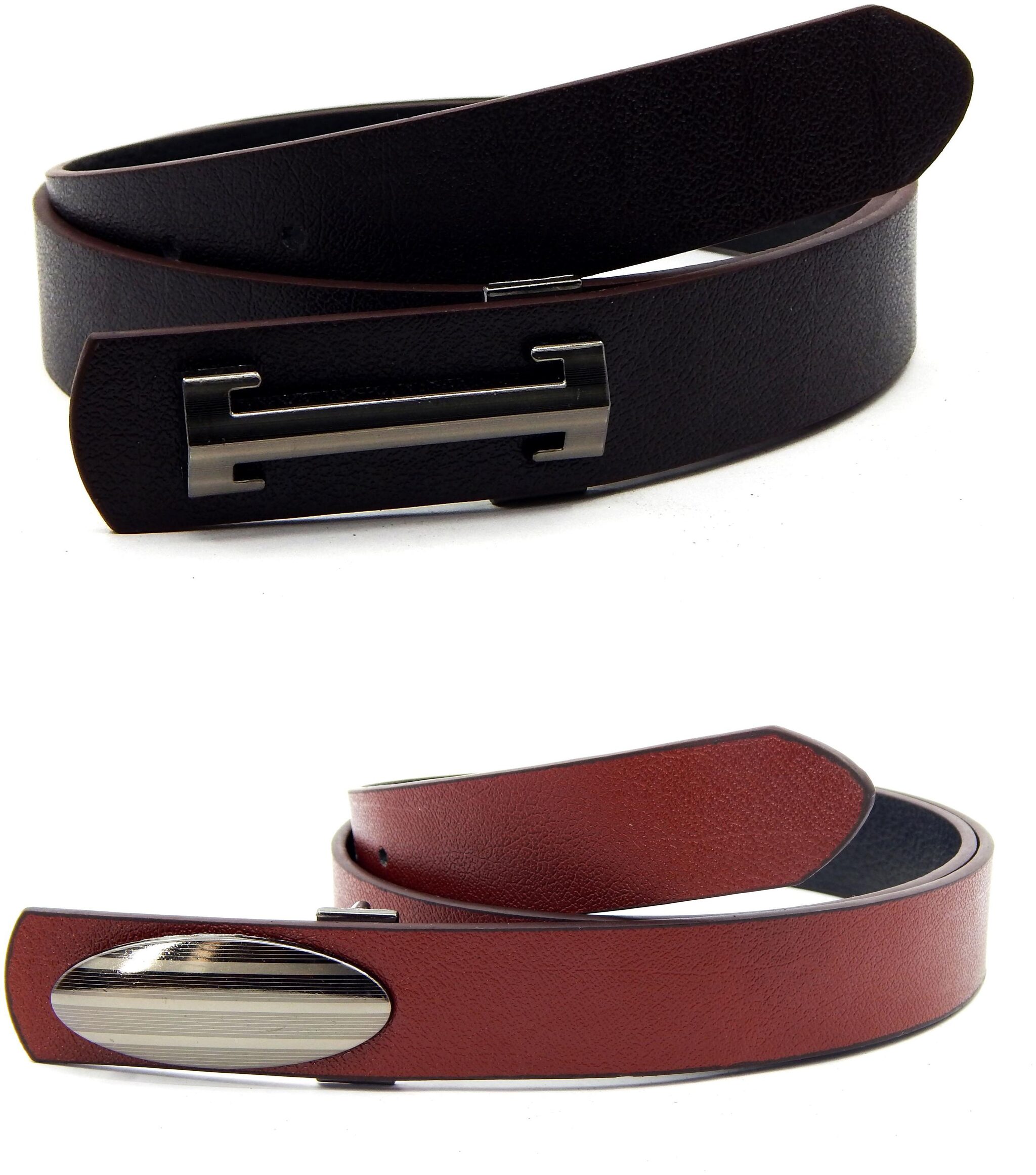 

ELS Mens Artificial Leather Formal Belt Pack Of Two Brown and Tan