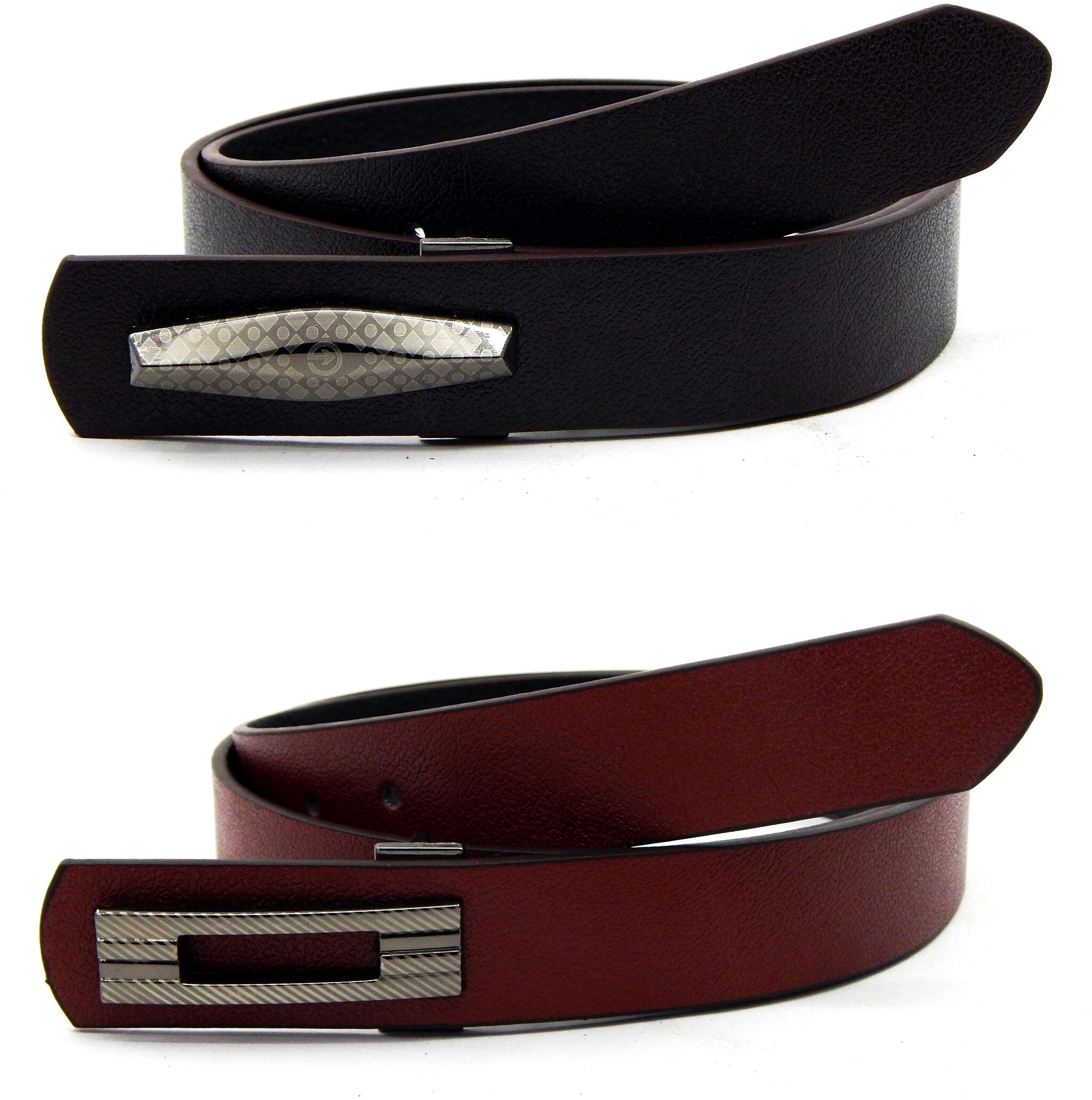 

ELS Mens Artificial Leather Formal Belt Pack Of Two Brown and Tan