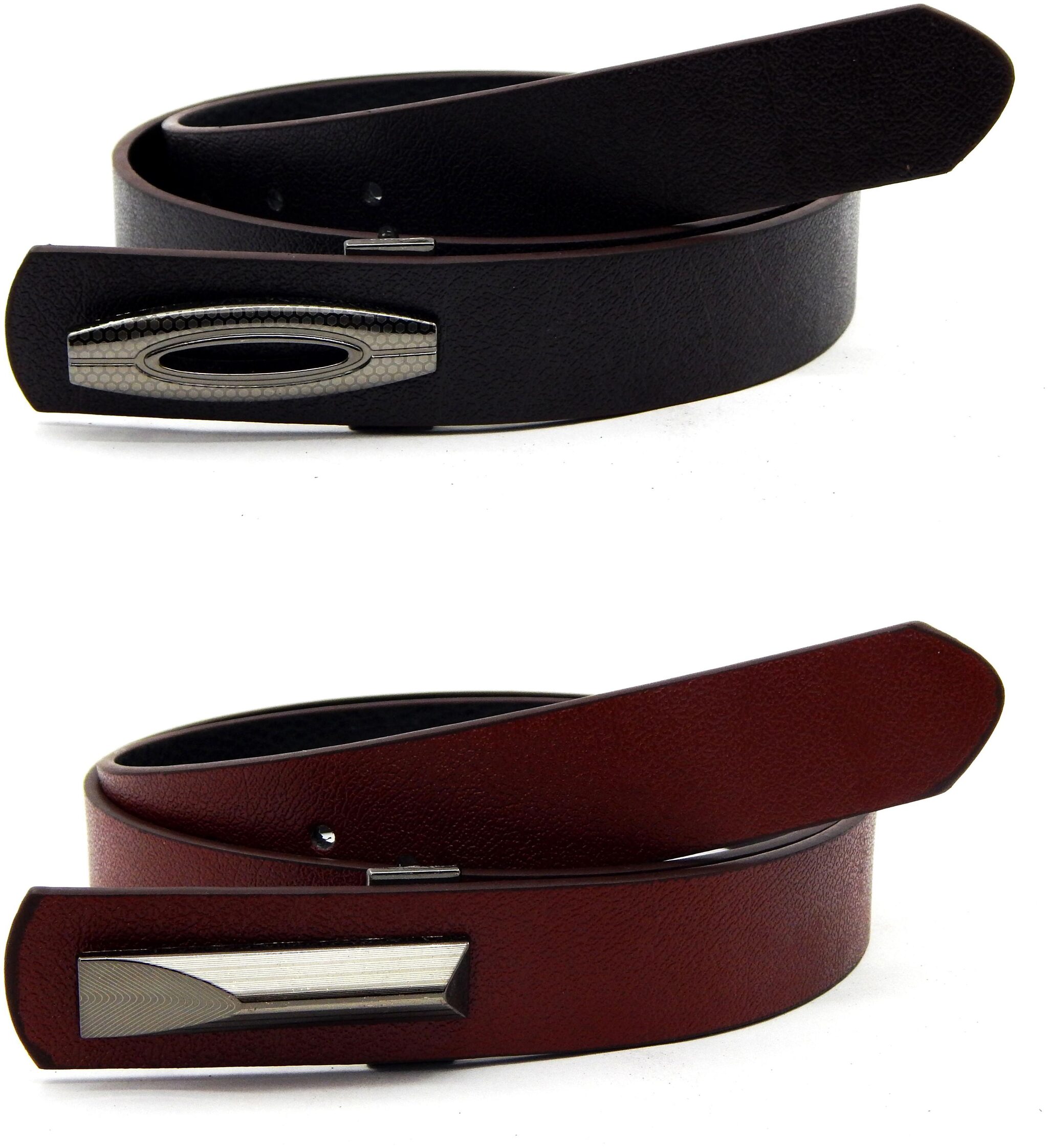 

ELS Mens Artificial Leather Formal Belt Pack Of Two Brown and Tan