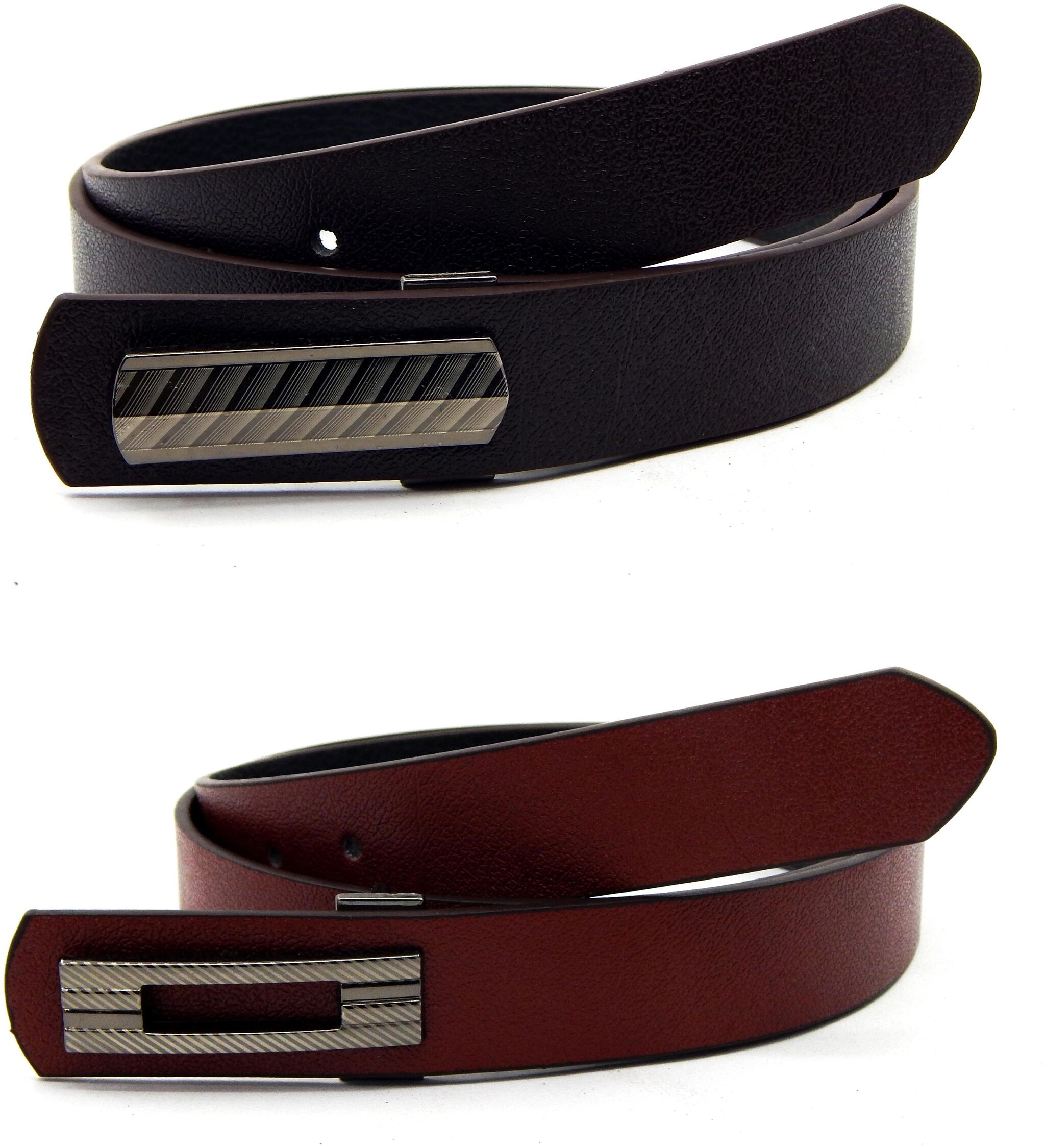 

ELS Mens Artificial Leather Formal Belt Pack Of Two Brown and Tan