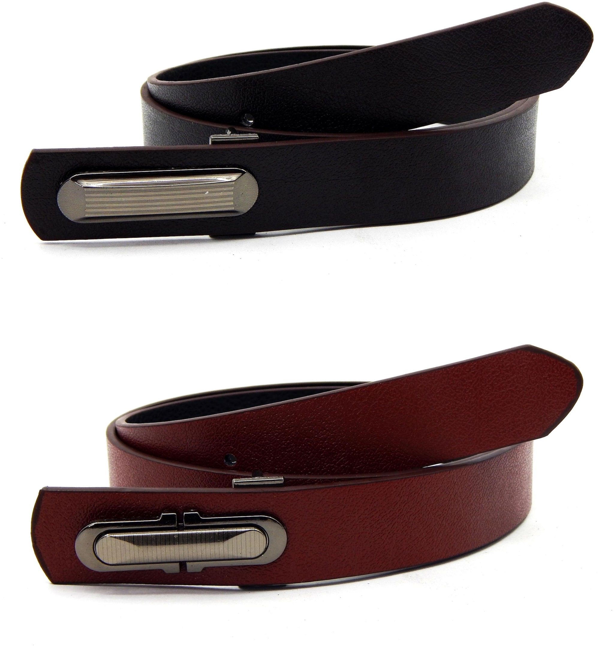 

ELS Mens Artificial Leather Formal Belt Pack Of Two Brown and Tan