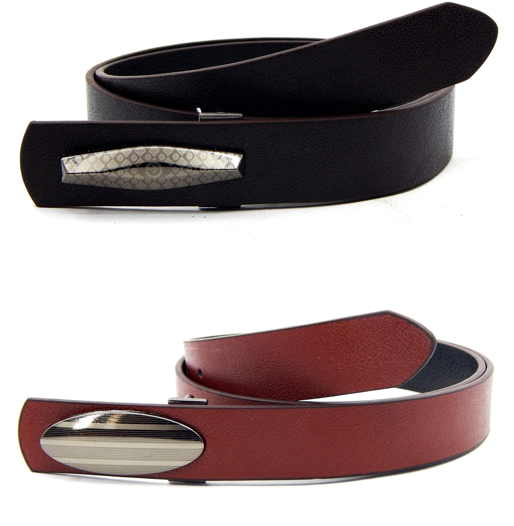 

ELS Mens Artificial Leather Formal Belt Pack Of Two Brown and Tan