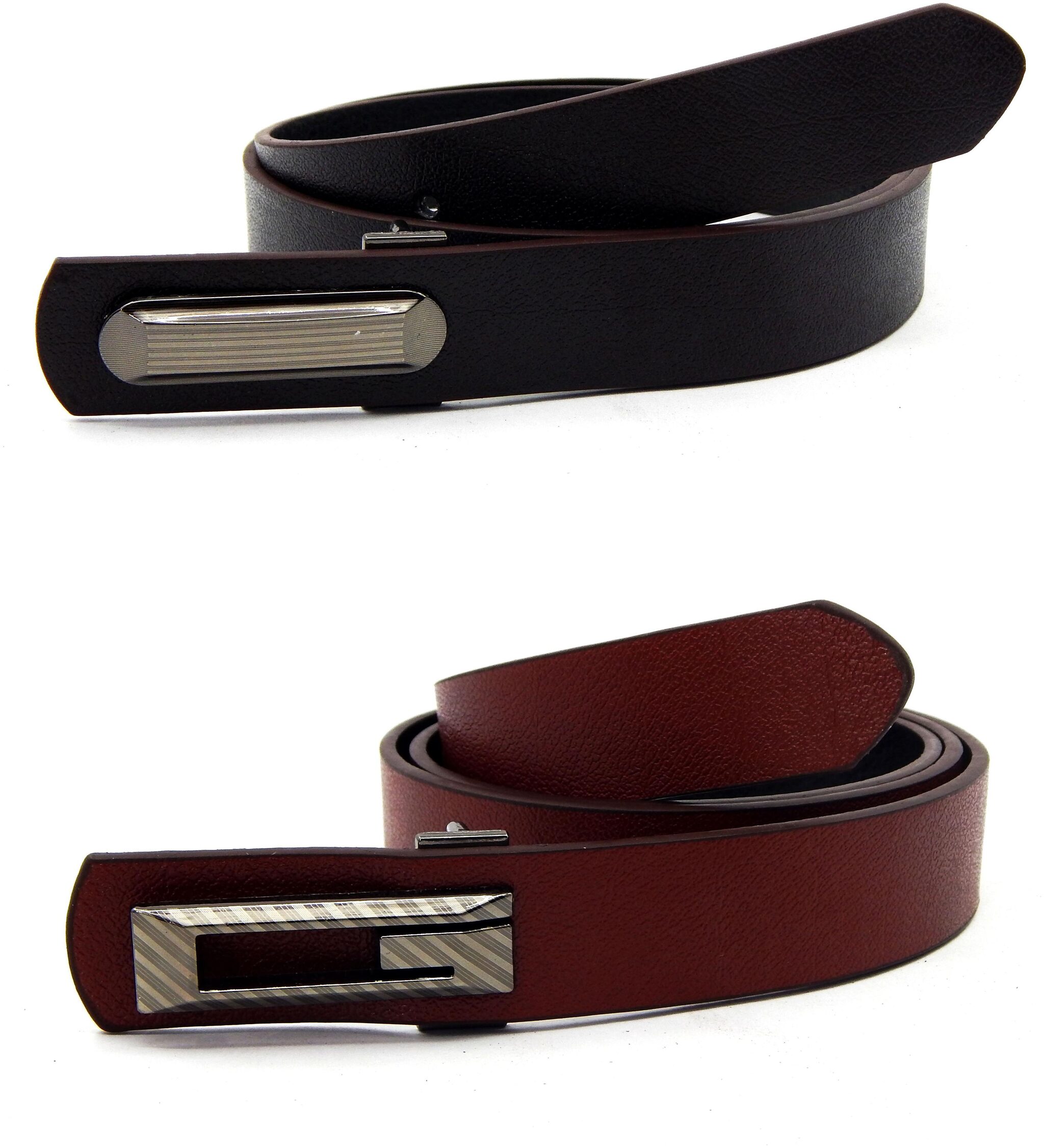 

ELS Mens Artificial Leather Formal Belt Pack Of Two Brown and Tan