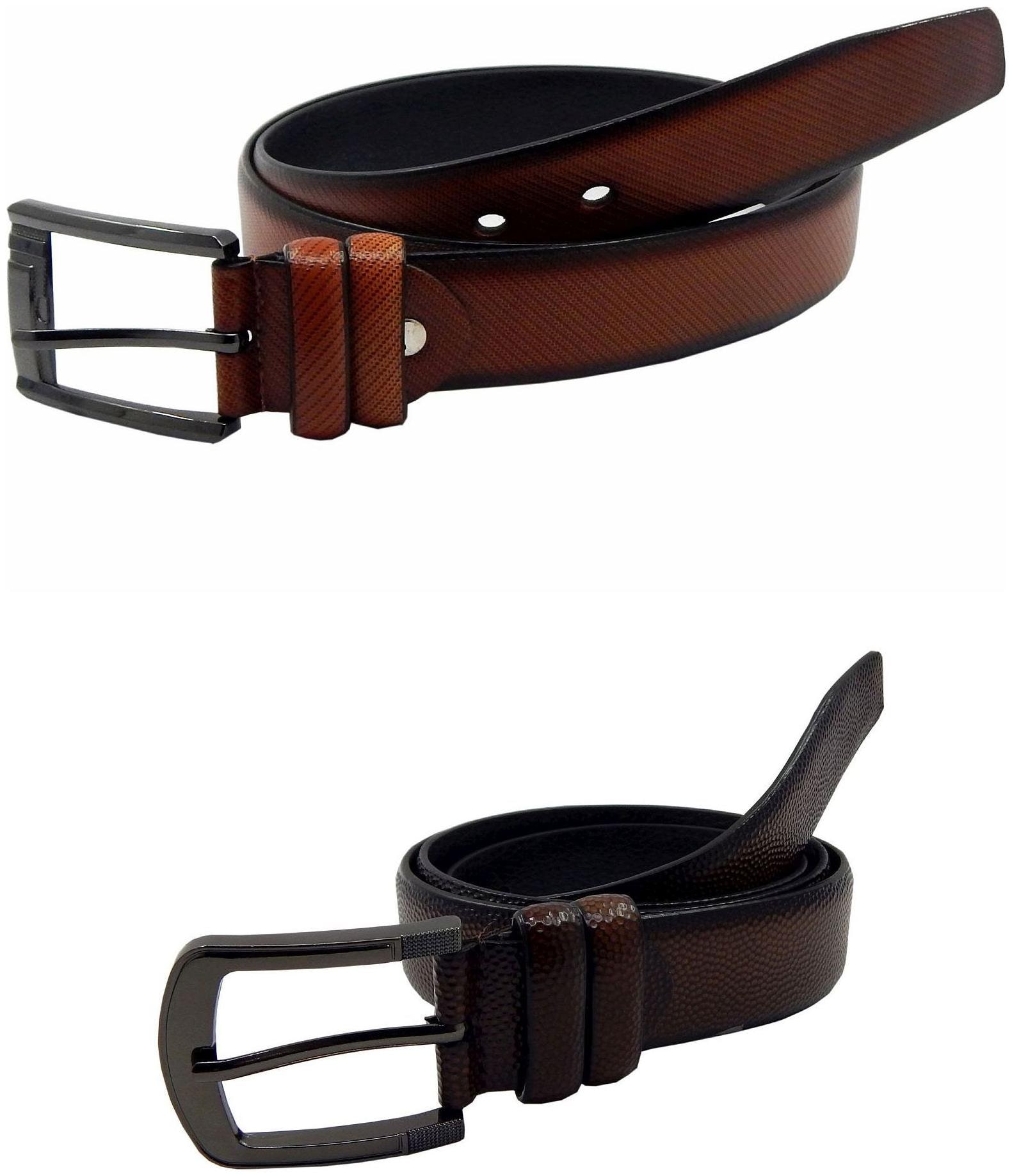 

Els Mens Faux Leather Casual Formal BeltPack Of TwoTanBrown (HD466-18-TN-HD466-20-BR)