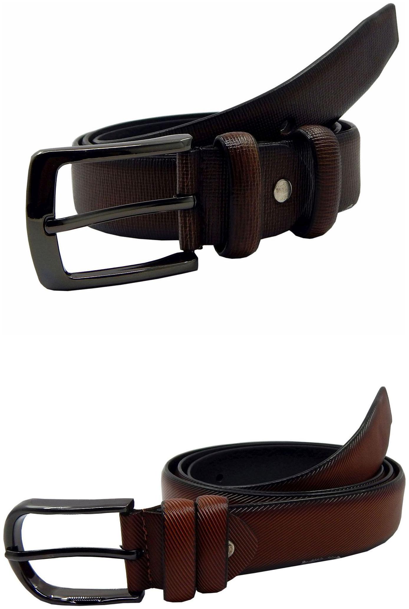 

Els Mens Faux Leather Casual Formal BeltPack Of Two Brown Tan (HD466-04-BR-HD466-24-TN)