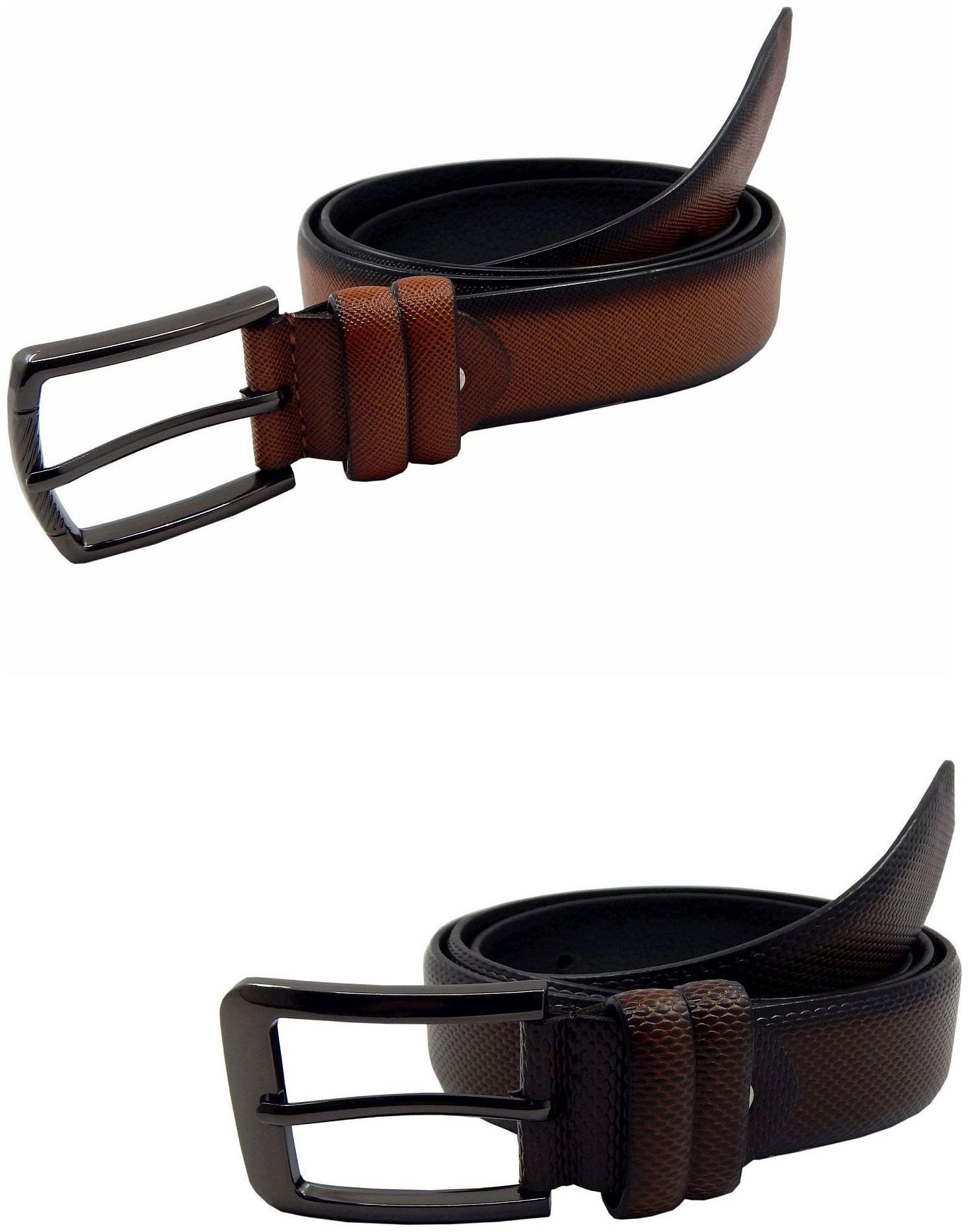 

Els Mens Faux Leather Casual Formal BeltPack Of TwoTanBrown (HD466-19-TN-HD466-21-BR)
