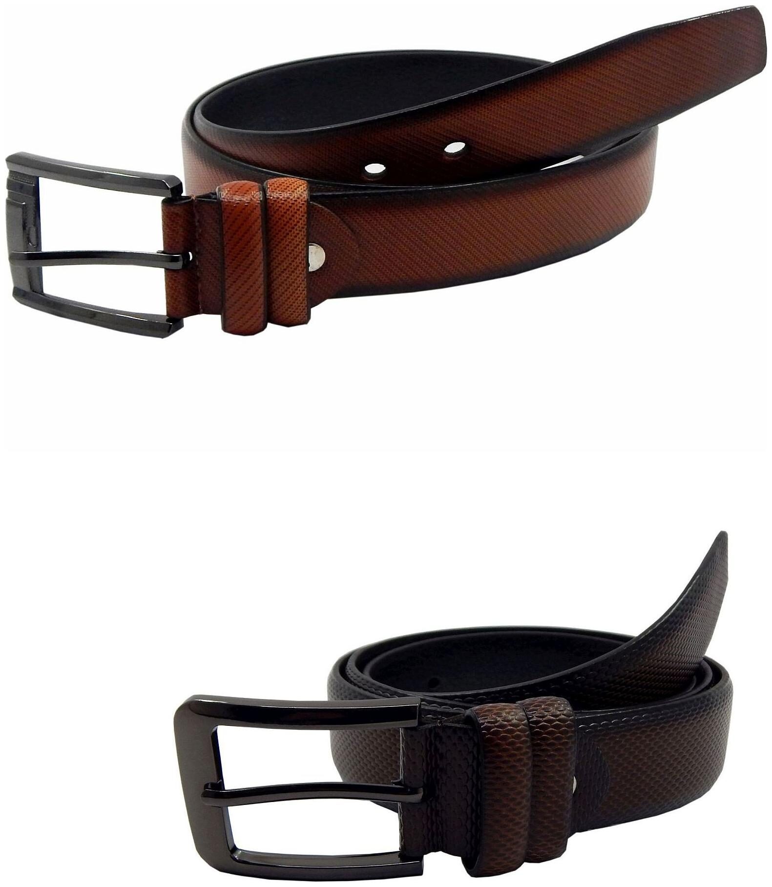 

Els Mens Faux Leather Casual Formal BeltPack Of TwoTanBrown (HD466-18-TN-HD466-21-BR)