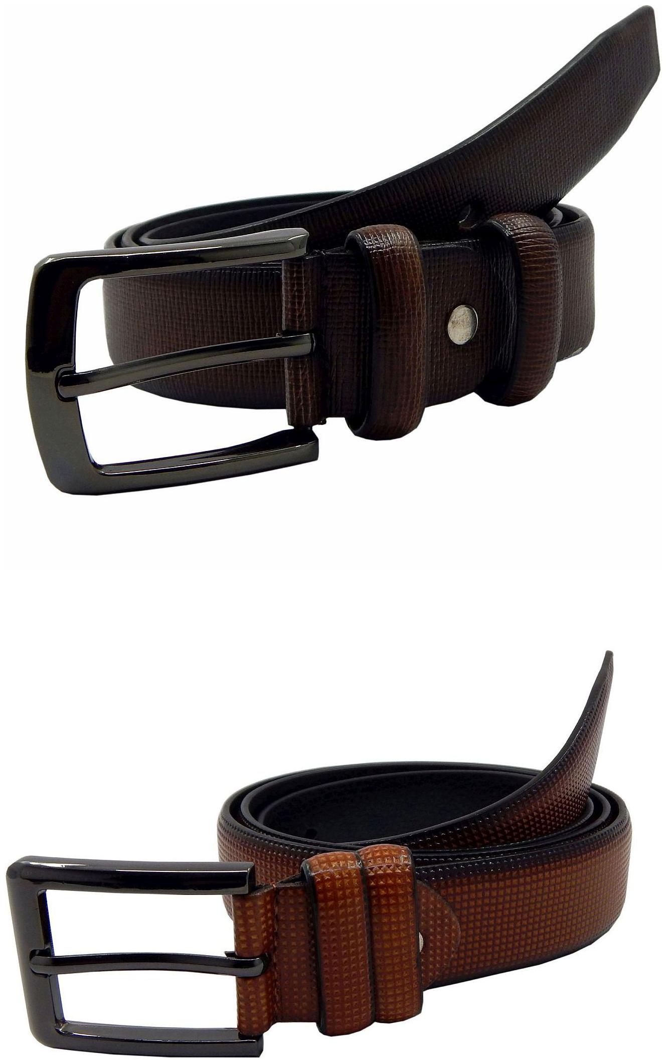 

Els Mens Faux Leather Casual Formal BeltPack Of Two Brown Tan (HD466-04-BR-HD466-08-TN)