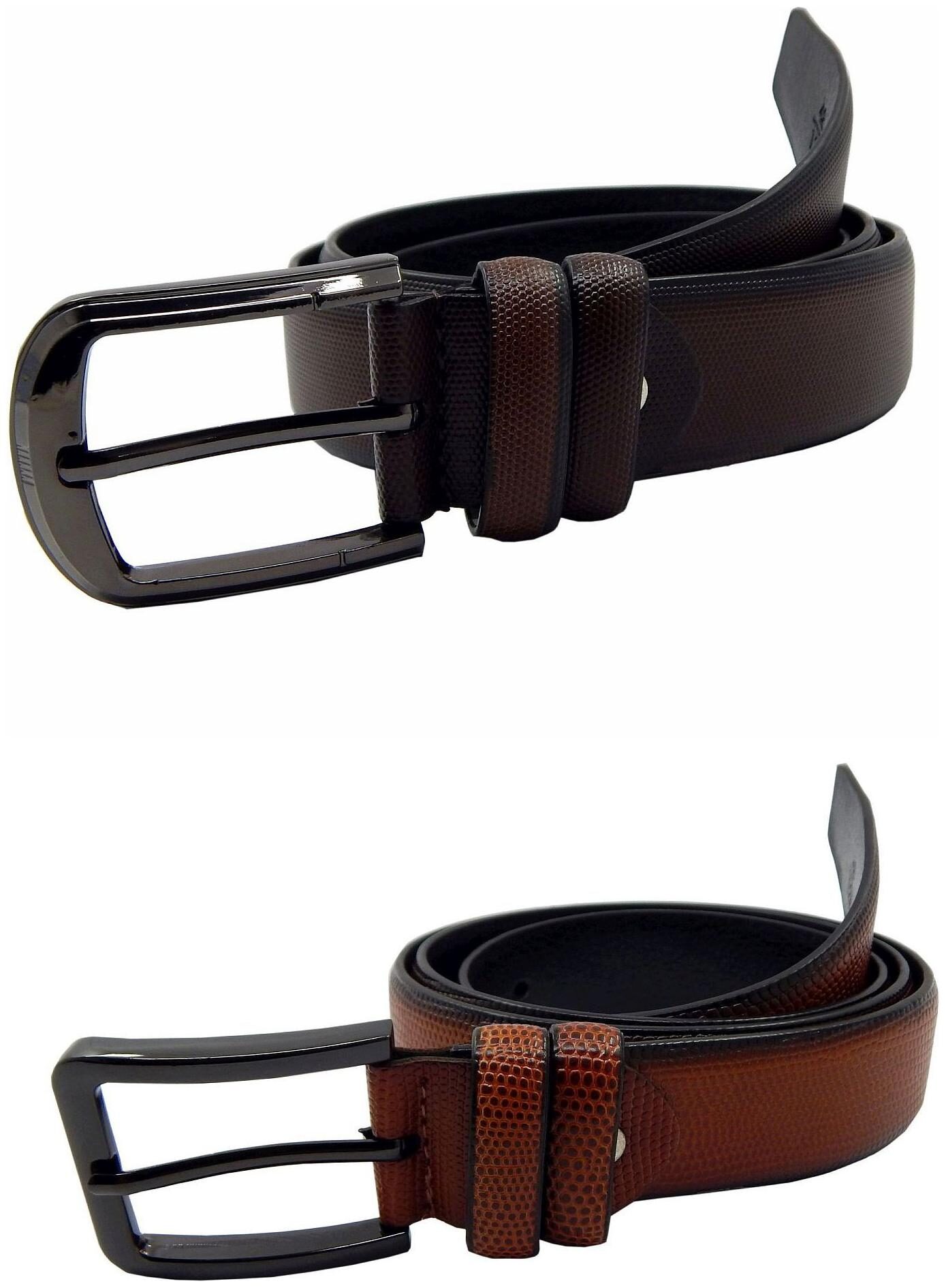 

Els Mens Faux Leather Casual Formal BeltPack Of Two Brown Tan (HD466-06-BR-HD466-11-TN)