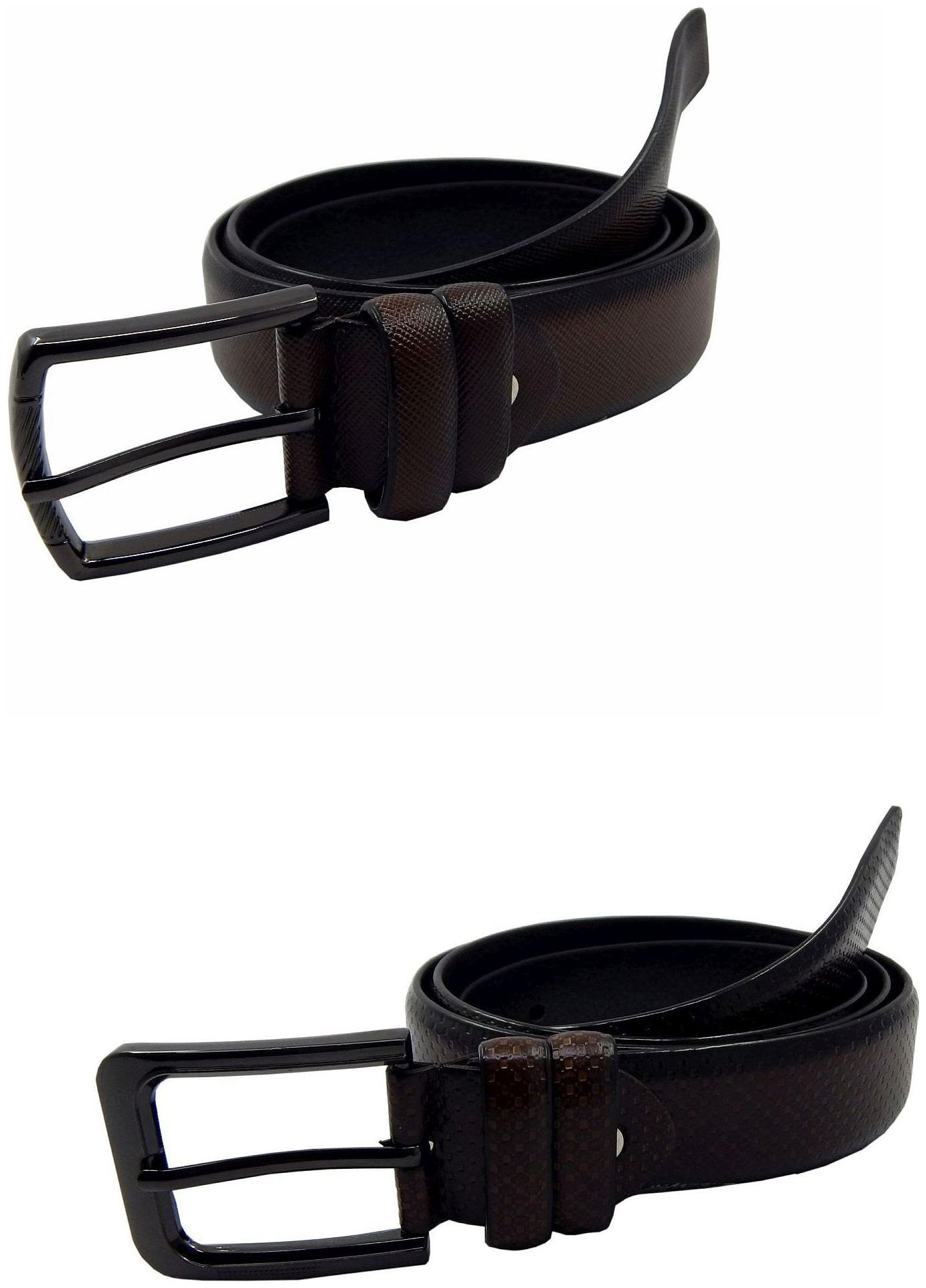 

Els Mens Faux Leather Casual Formal BeltPack Of Two BrownBrown (HD466-19-BR-HD466-25-BR)