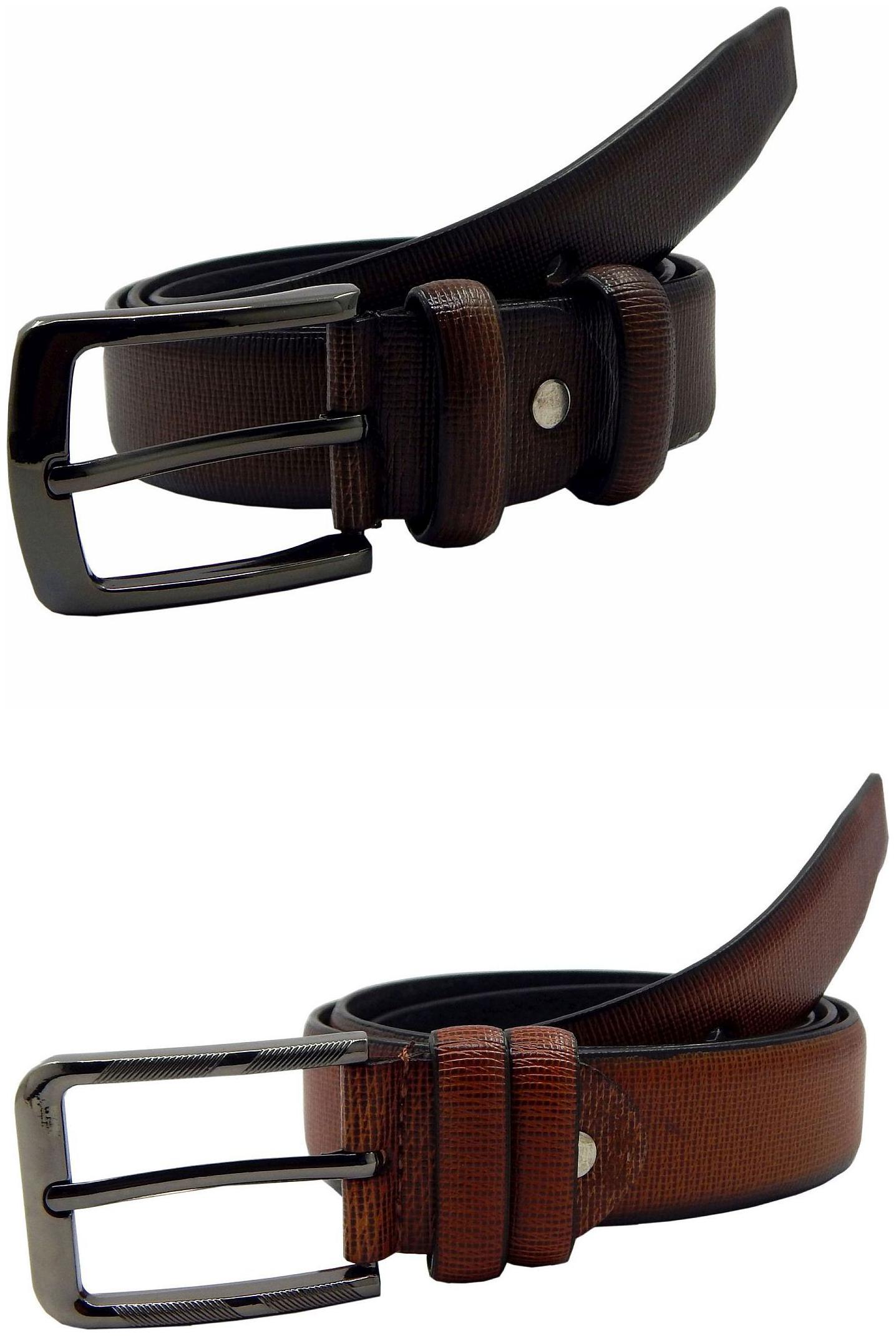 

Els Mens Faux Leather Casual Formal BeltPack Of Two Brown Tan (HD466-04-BR-HD466-04-TN)
