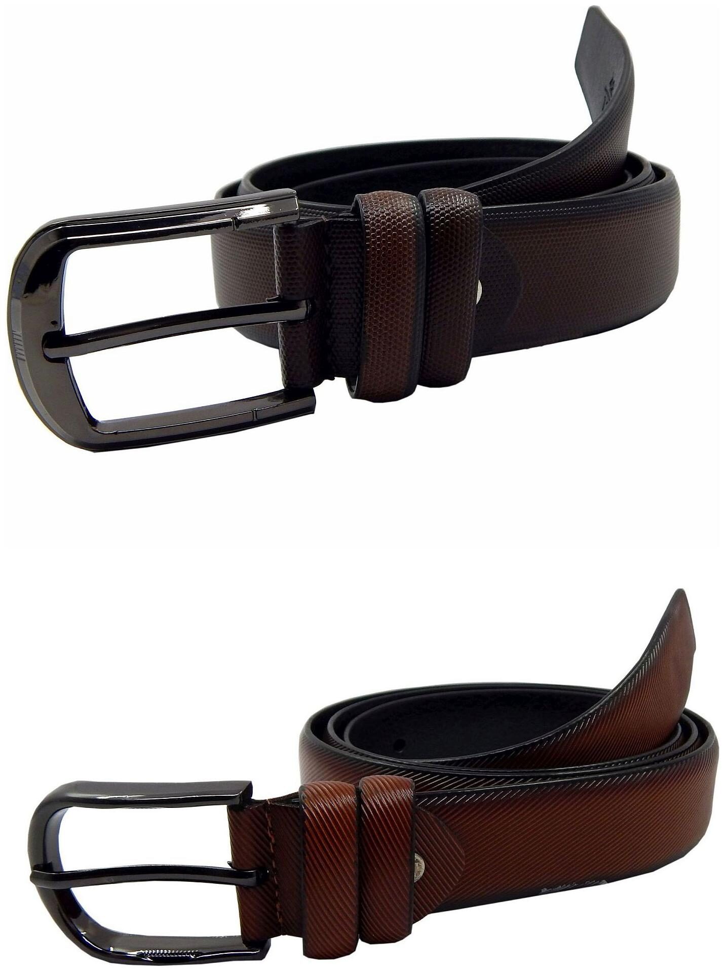 

Els Mens Faux Leather Casual Formal BeltPack Of Two Brown Tan (HD466-06-BR-HD466-24-TN)