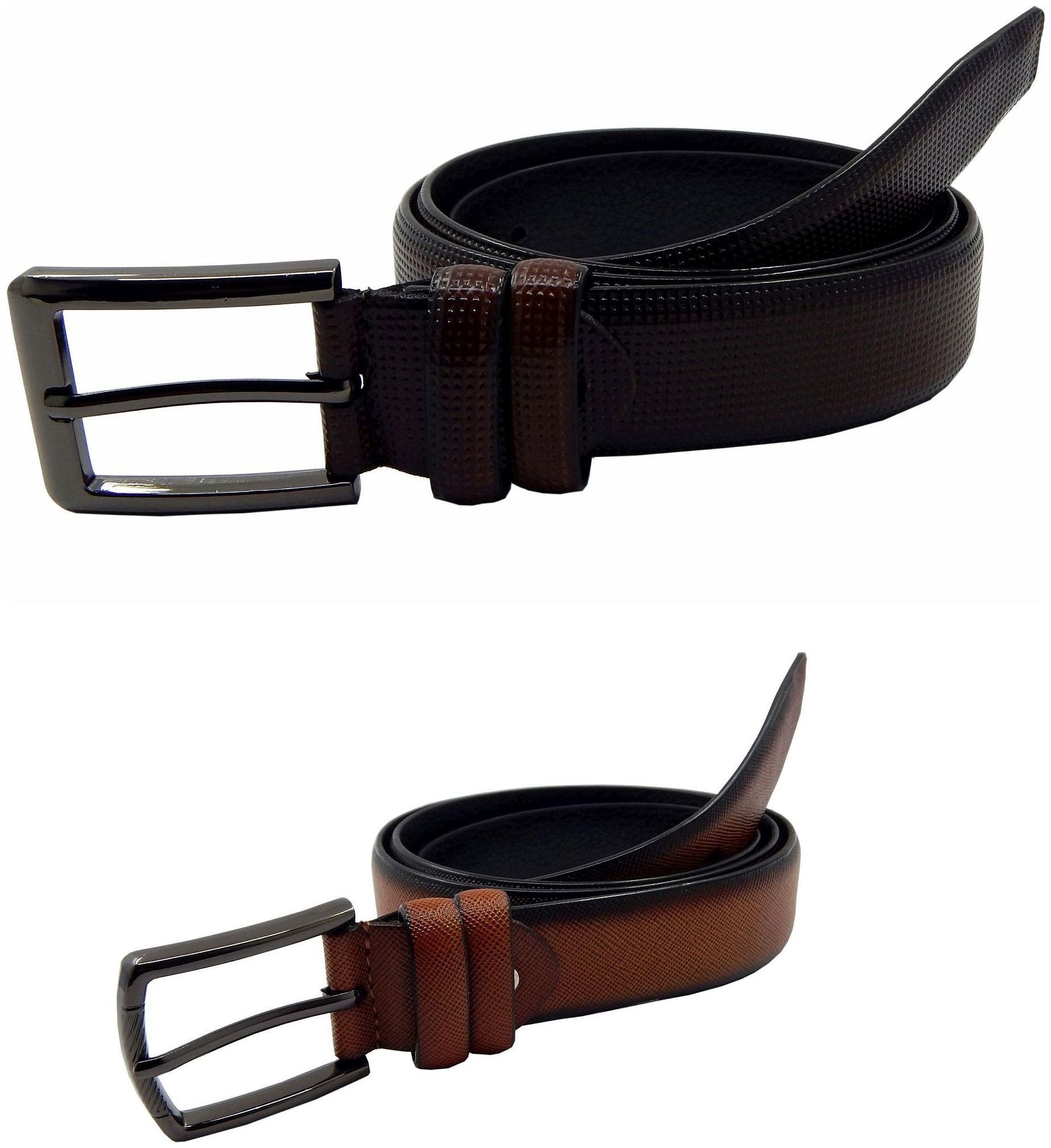 

Els Mens Faux Leather Casual Formal BeltPack Of Two Brown Tan (HD466-08-BR-HD466-19-TN)