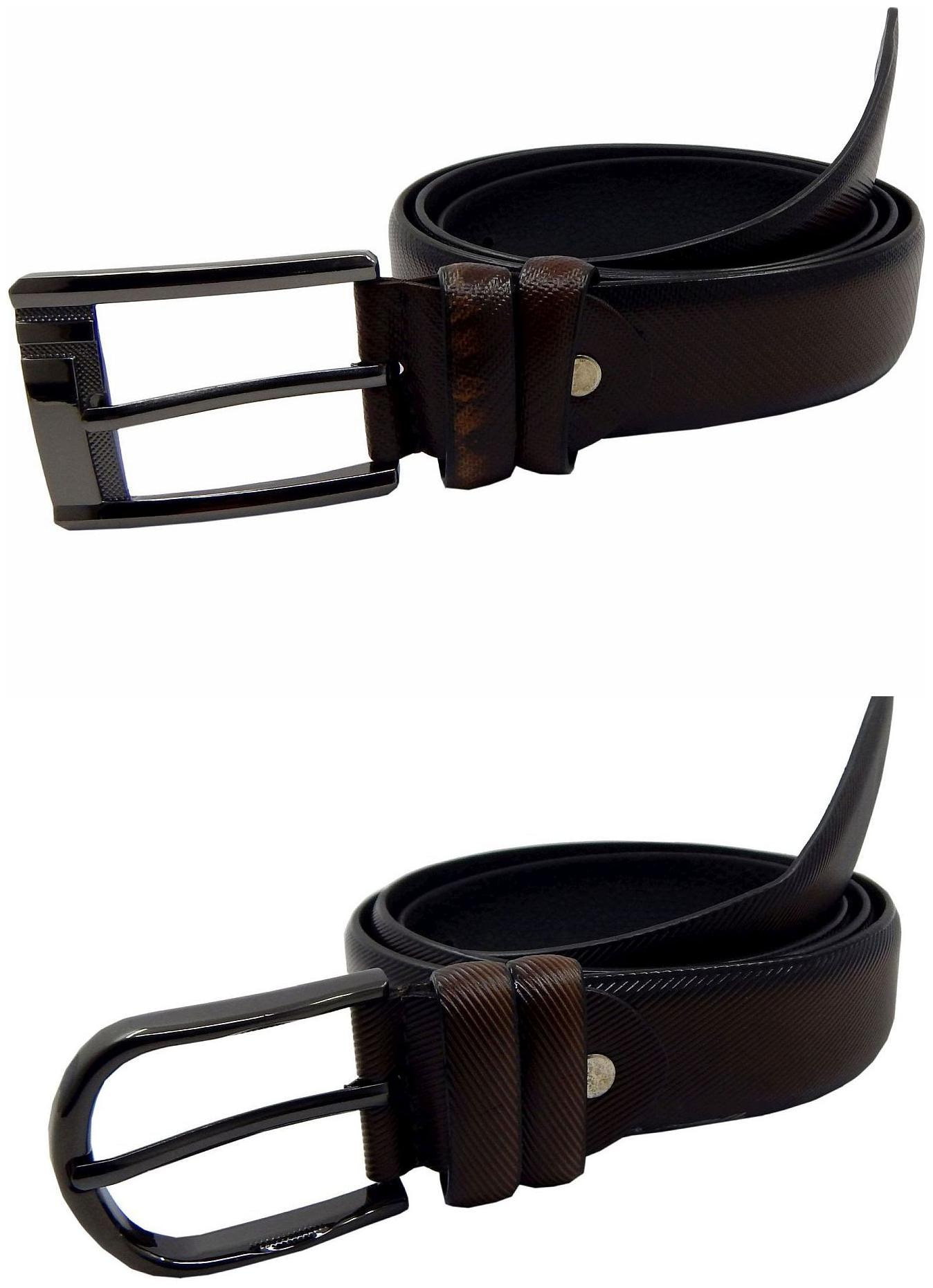 

Els Mens Faux Leather Casual Formal BeltPack Of Two BrownBrown (HD466-18-BR-HD466-24-BR)