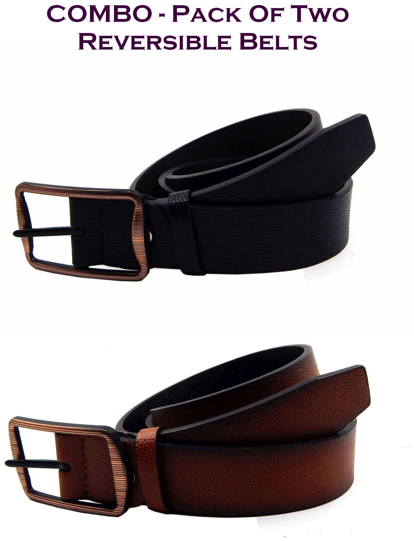 

Els Men Multi Reversible Synthetic leather Belt (Size 38 Pack of 2 )