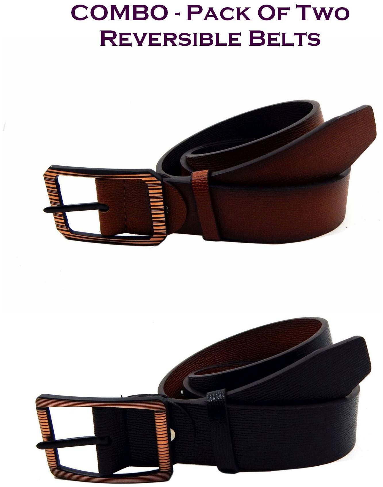 

Els Men Multi Reversible Synthetic leather Belt (Size 38 Pack of 2 )
