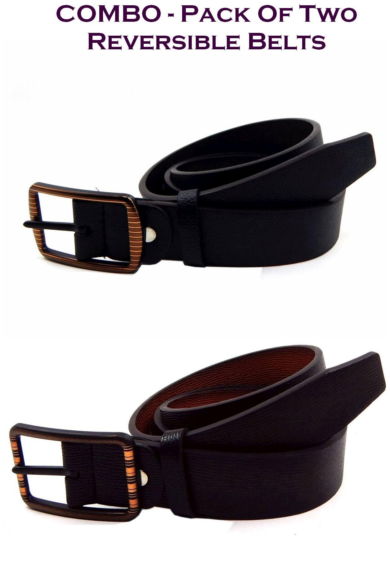 

Els Men Multi Reversible Synthetic leather Belt (Size 40 Pack of 2 )