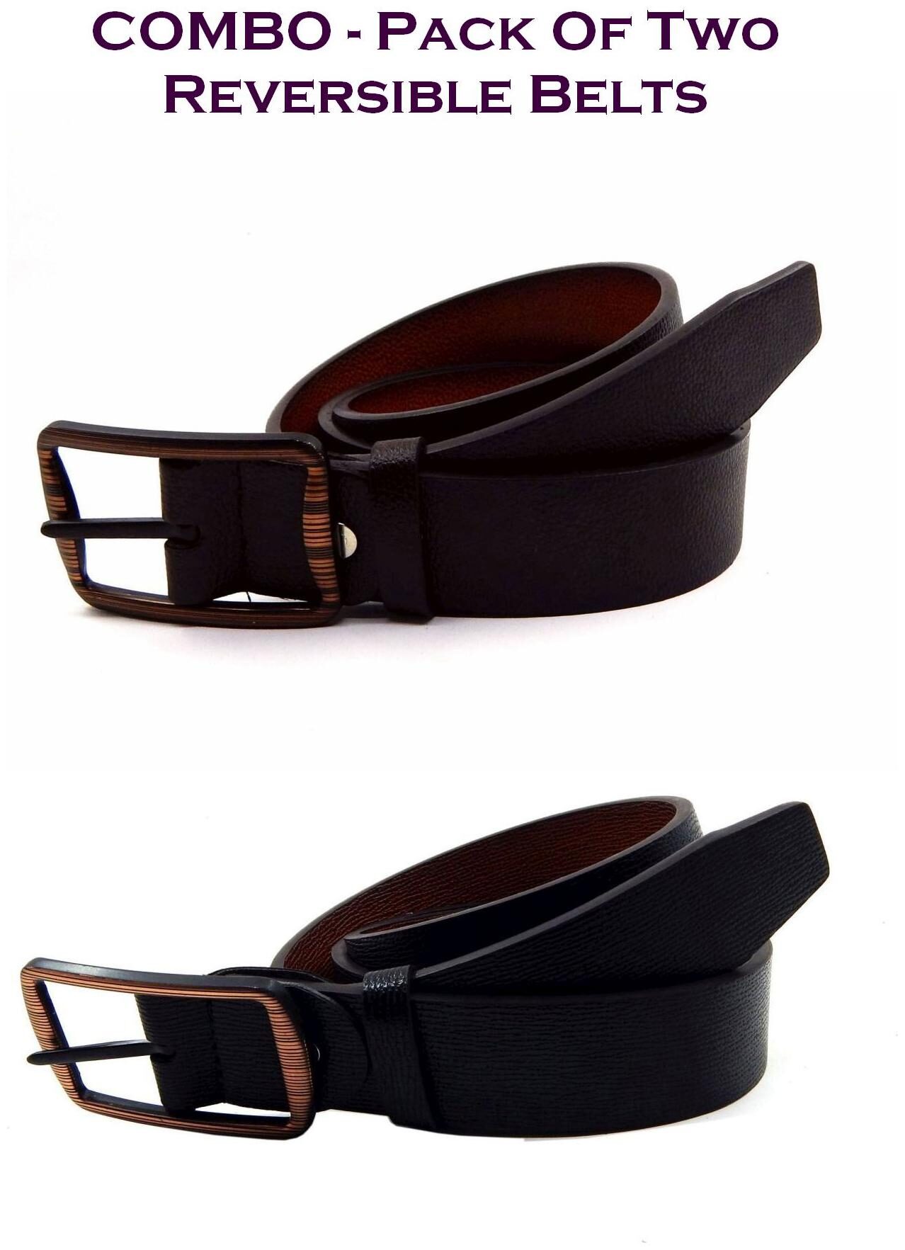 

Els Men Multi Reversible Synthetic leather Belt (Size 34 Pack of 2 )